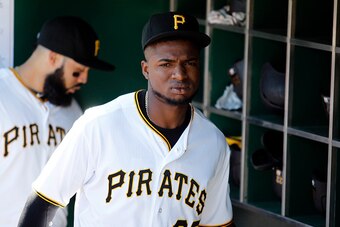 PITTSBURGH, PA - AUGUST 22:  Gregory Polanco #25 of the Pittsburgh Pirates in action during the game against the San Francisco Giants at PNC Park on August 22, 2015 in Pittsburgh, Pennsylvania.  (Photo by Justin K. Aller/Getty Images)