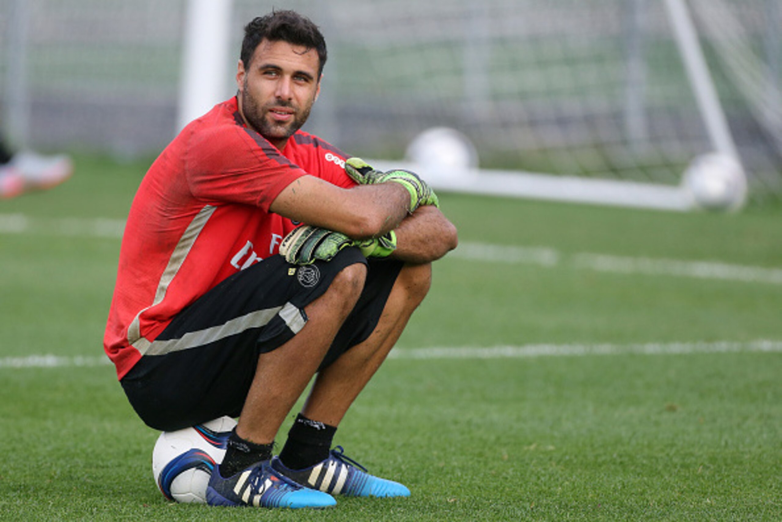 MONTREAL, QC  - JULY 30: Goalkeeper of PSG Salvatore Sirigu looks on during Paris Saint-Germain training session at Stade Saputo on July 30, 2015 in Montreal, Quebec, Canada. (Photo by Jean Catuffe/Getty Images)