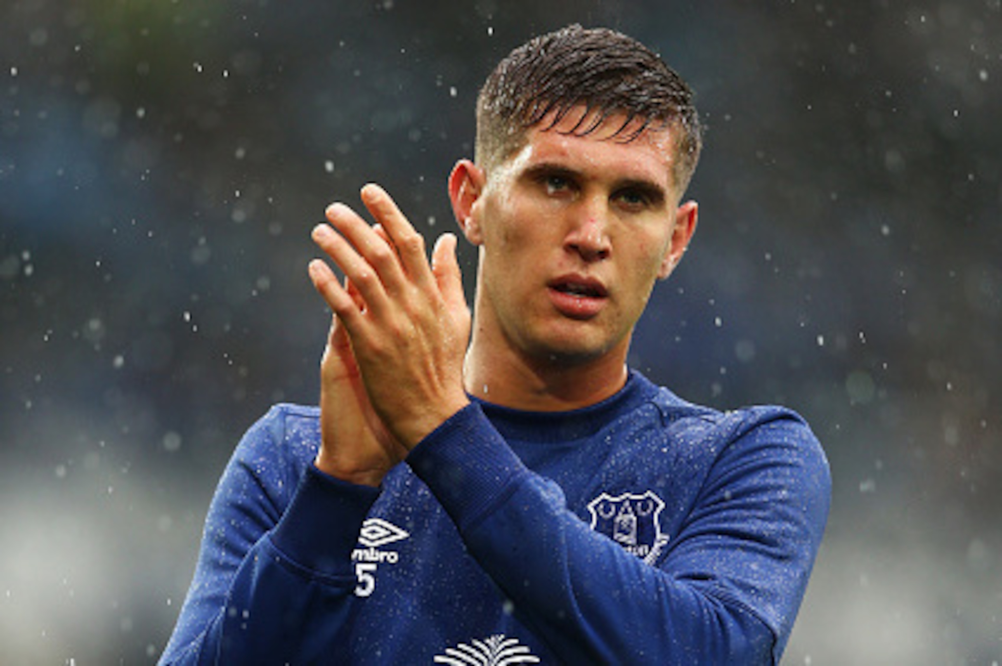 LIVERPOOL, ENGLAND - AUGUST 23:  John Stones of Everton looks on prior to the Barclays Premier League match between Everton and Manchester City at Goodison Park on August 23, 2015 in Liverpool, England.  (Photo by Clive Brunskill/Getty Images)