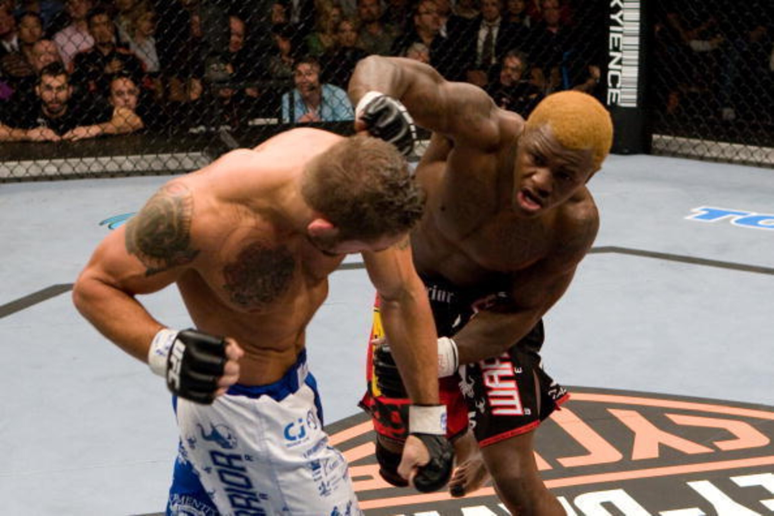 LAS VEGAS, NV - DECEMBER 29:  Rich Clementi (blue/white shorts) def. Melvin Guillard (red/black shorts) - Submission (rear naked choke) during UFC 79 at Mandalay Bay Events Center on December 29, 2007 in Las Vegas, Nevada. (Photo by Josh Hedges/Zuffa LLC 