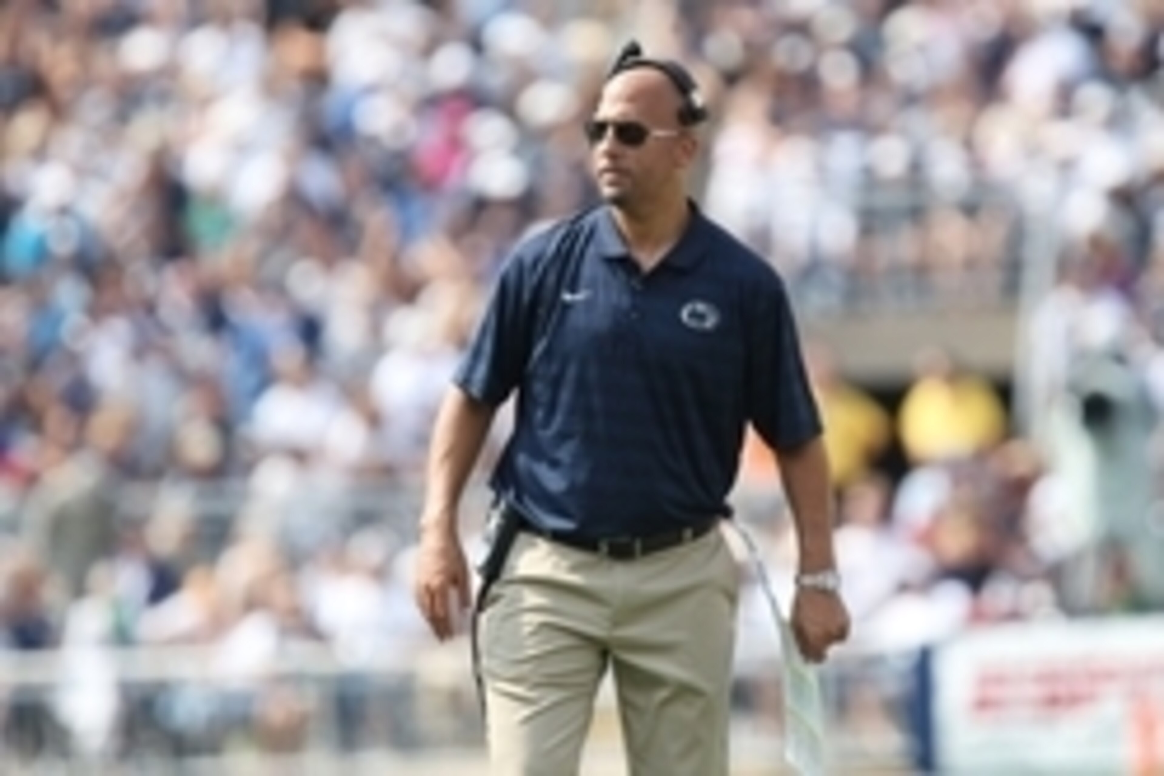 Sep 6, 2014; University Park, PA, USA; Penn State Nittany Lions head coach James Franklin during the fourth quarter against the Akron Zips at Beaver Stadium. Penn State defeated Akron 21-3. Mandatory Credit: Matthew O'Haren-USA TODAY Sports Sep 6, 2014; University Park, PA, USA; Penn State Nittany Lions head coach James Franklin during the fourth quarter against the Akron Zips at Beaver Stadium. Penn State defeated Akron 21-3. Mandatory Credit: Matthew O'Haren-USA TODAY Sports