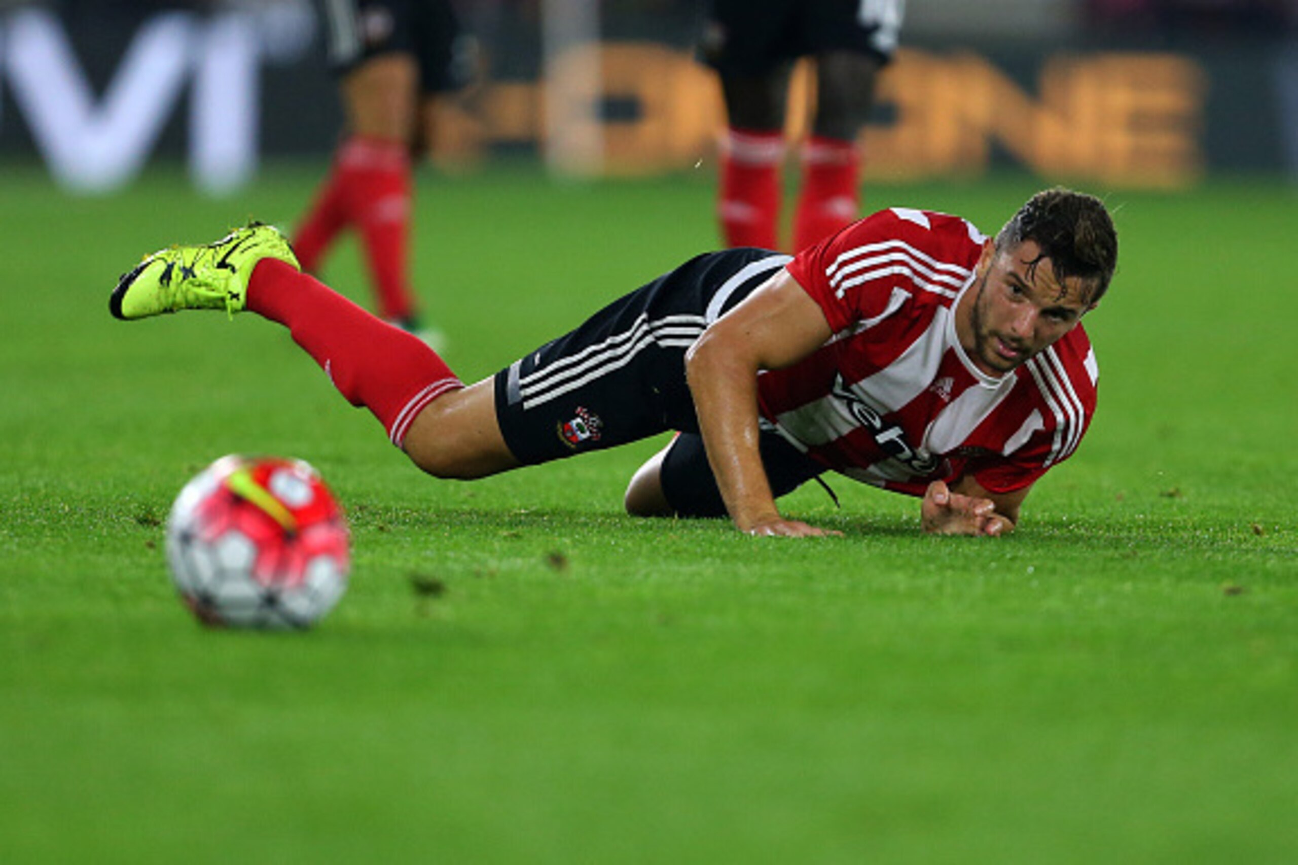 SOUTHAMPTON, ENGLAND - AUGUST 20:  Jay Rodriguez of Southampton during the UEFA Europa League Play Off Round 1st Leg match between Southampton and FC Midtjylland at St Mary's Stadium on August 20, 2015 in Southampton, England.  (Photo by Catherine Ivill -