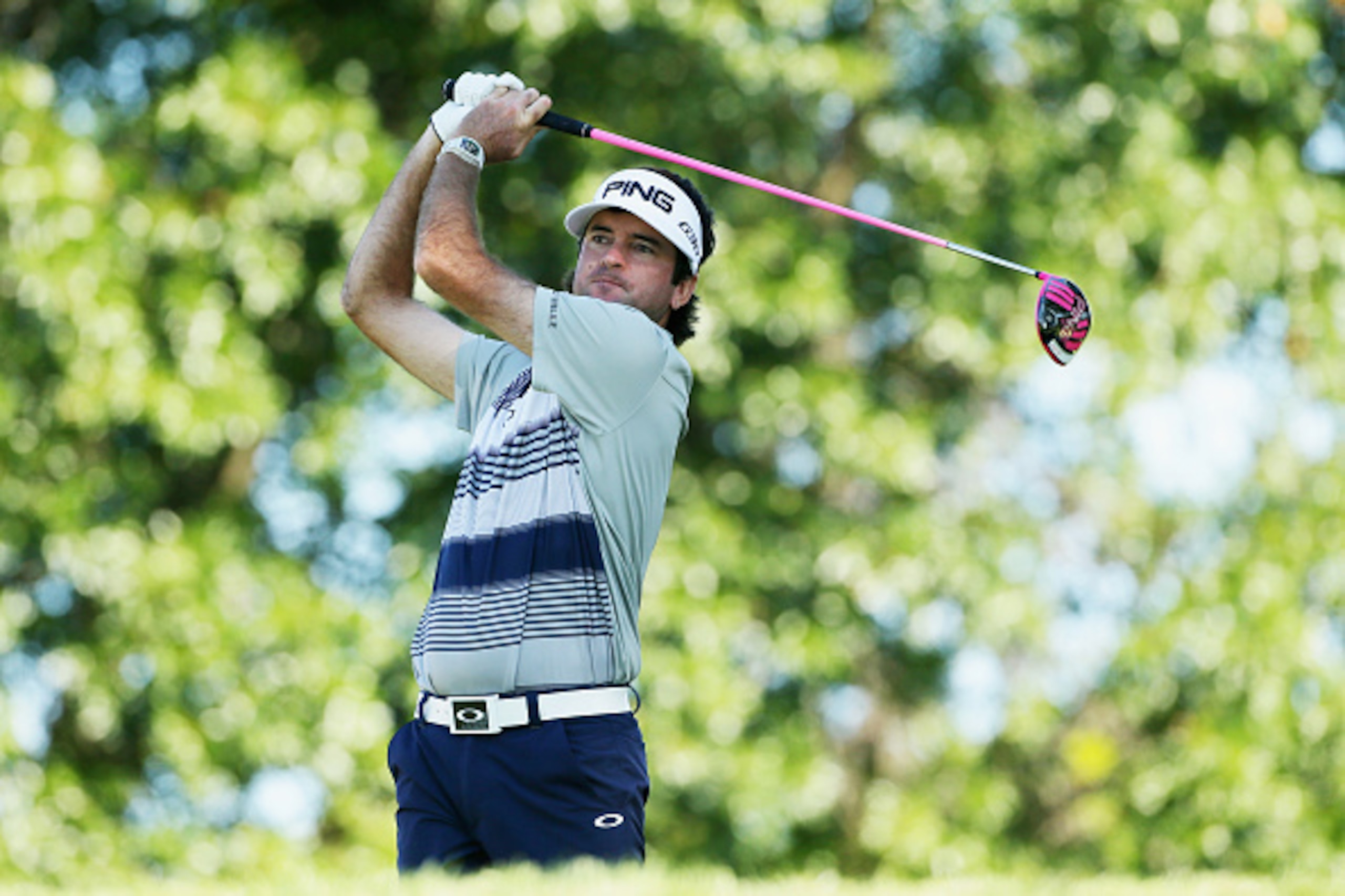 EDISON, NJ - AUGUST 27:  Bubba Watson of the United States hits his tee shot on the 12th hole during the first round of The Barclays at Plainfield Country Club on August 27, 2015 in Edison, New Jersey.  (Photo by Hunter Martin/Getty Images)