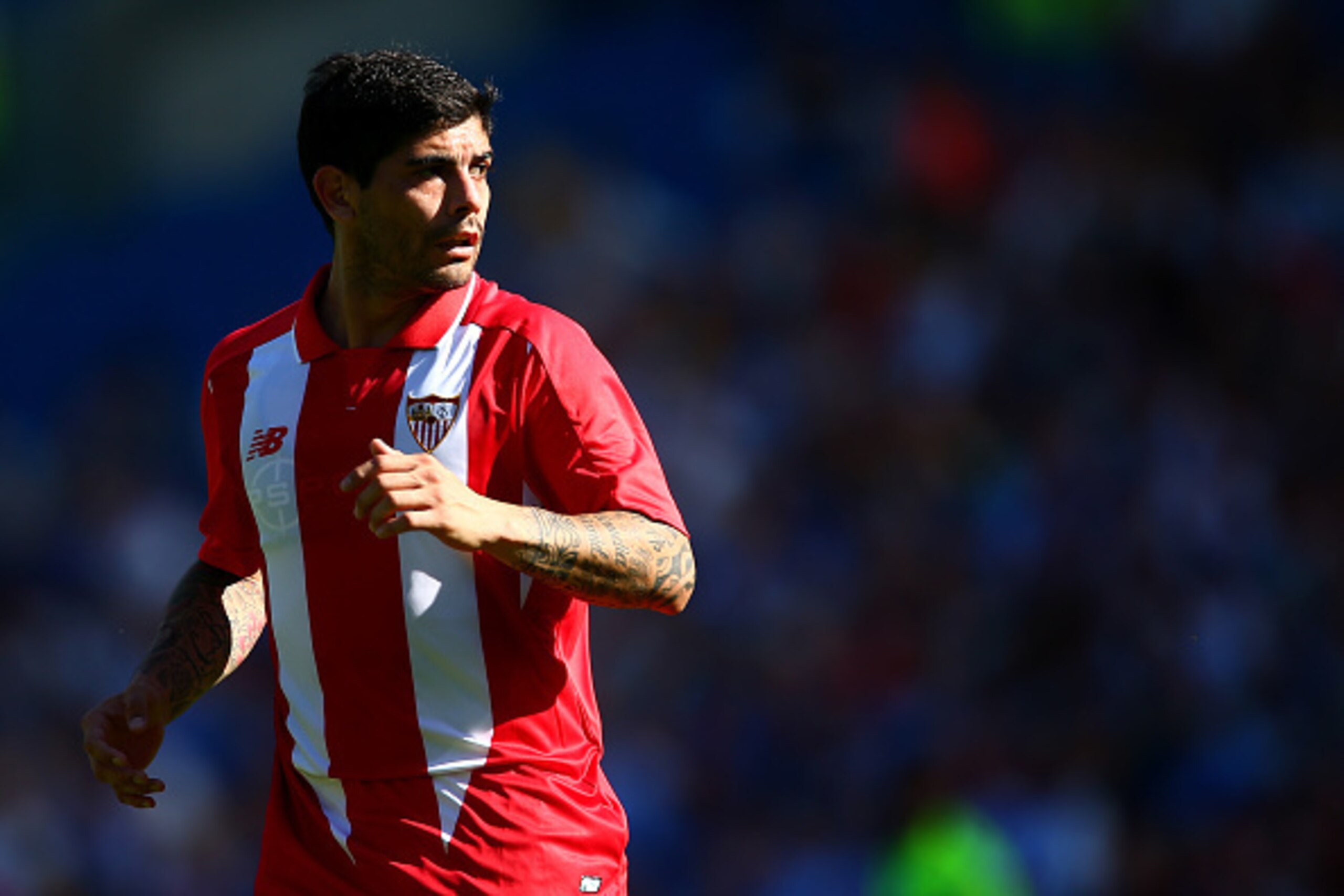 BRIGHTON, ENGLAND - AUGUST 02:  Ever Banega of Sevilla looks on during the Pre Season Friendly between Brighton & Hove Albion and Seville at Amex Stadium on August 2, 2015 in Brighton, England.  (Photo by Jordan Mansfield/Getty Images)