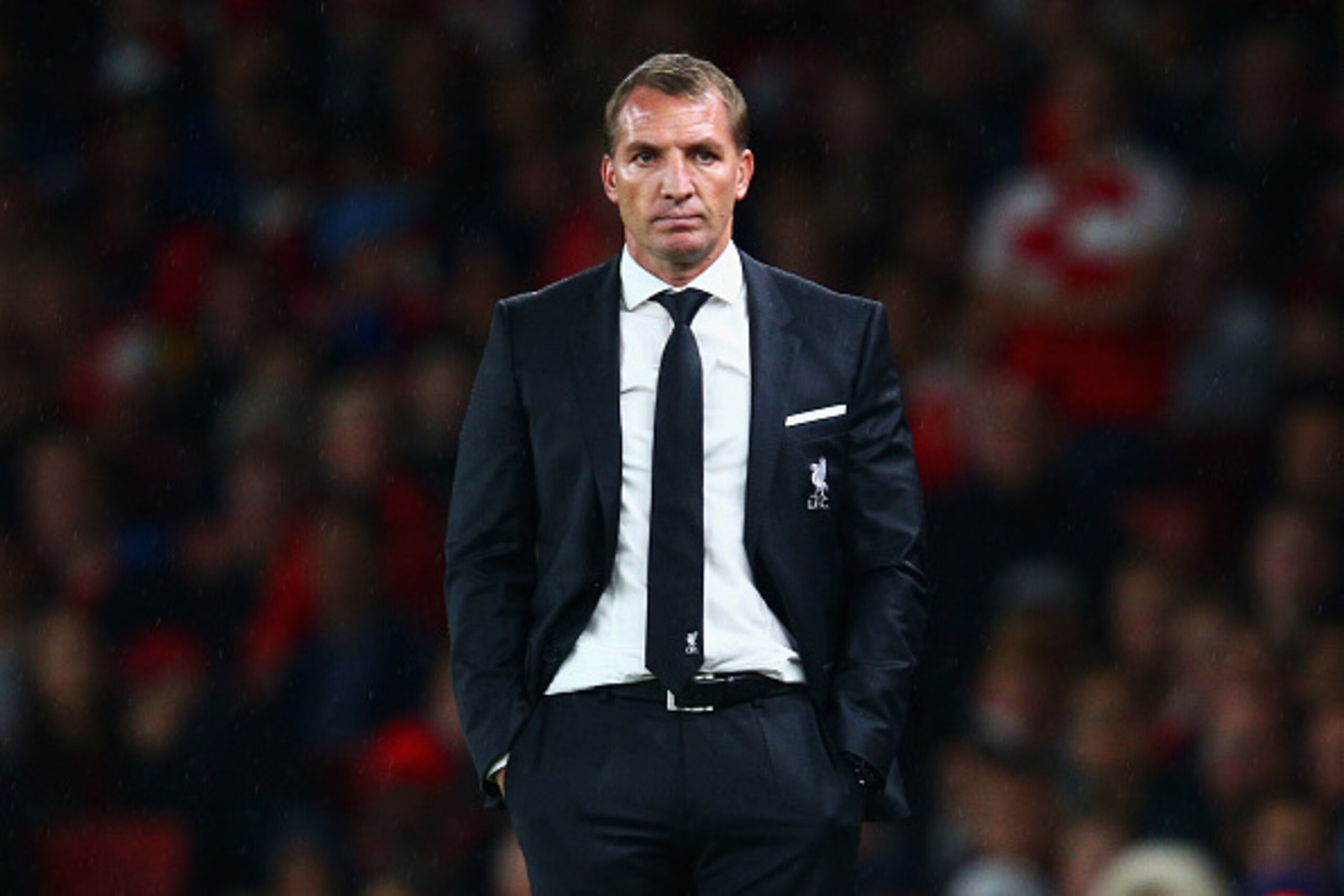 LONDON, ENGLAND - AUGUST 24:  Brendan Rodgers, manager of Liverpool looks on during the Barclays Premier League match between Arsenal and Liverpool at Emirates Stadium on August 24, 2015 in London, England.  (Photo by Clive Mason/Getty Images)