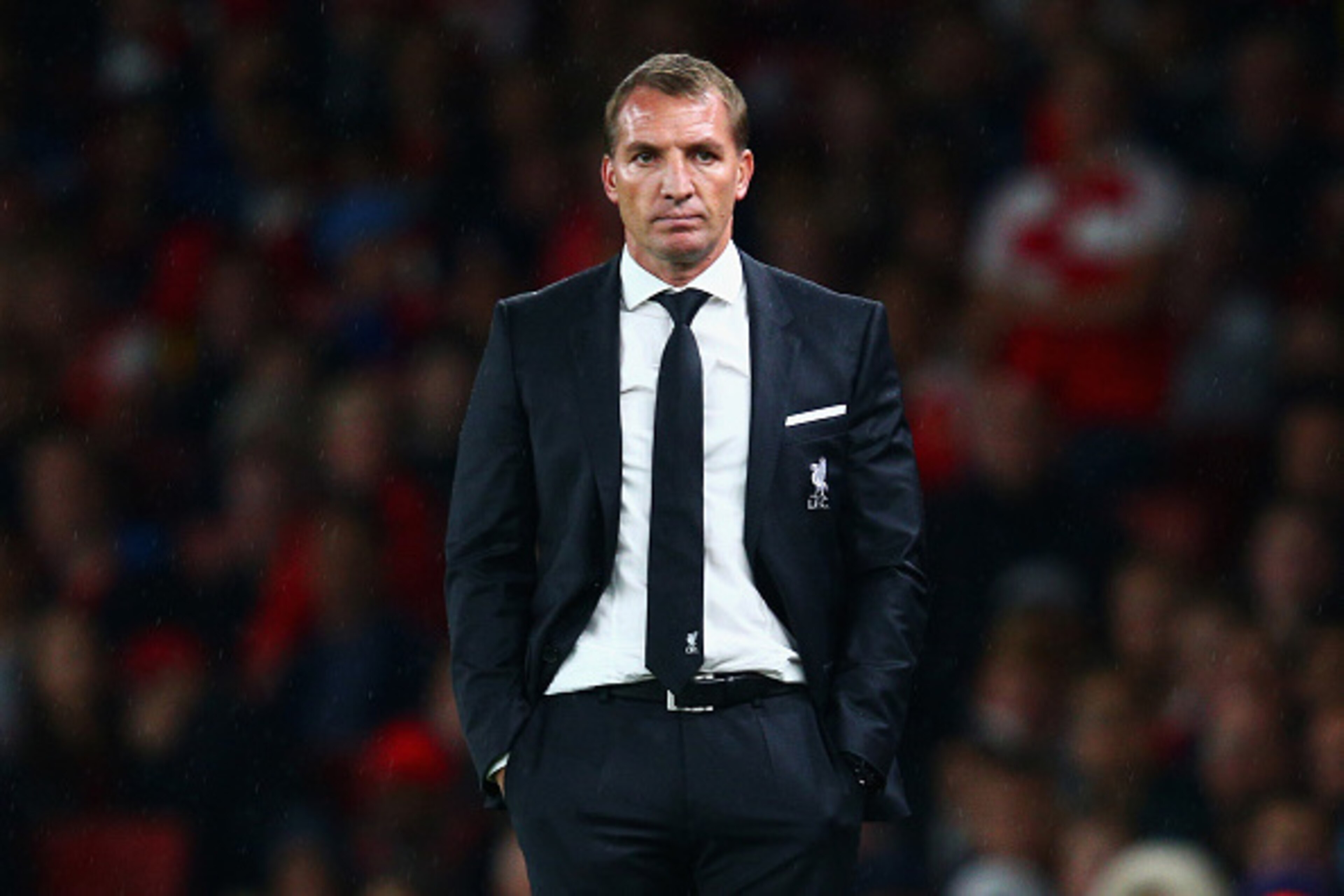 LONDON, ENGLAND - AUGUST 24:  Brendan Rodgers, manager of Liverpool looks on during the Barclays Premier League match between Arsenal and Liverpool at Emirates Stadium on August 24, 2015 in London, England.  (Photo by Clive Mason/Getty Images)