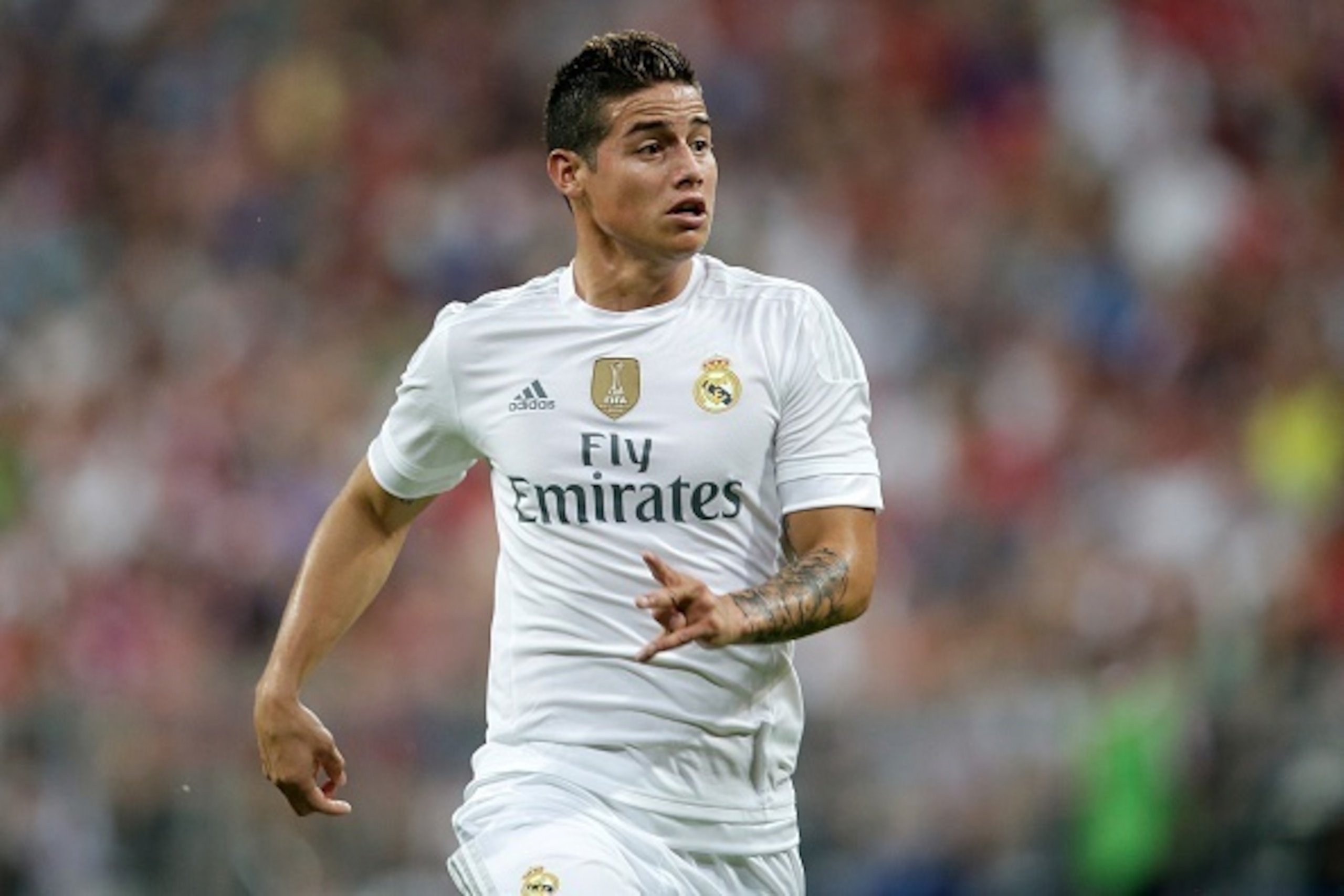 James Rodriguez of Real Madrid during the AUDI Cup final match between Real Madrid and FC Bayern Munich on August 5, 2015 at the Allianz Arena in Munich, Germany(Photo by VI Images via Getty Images)