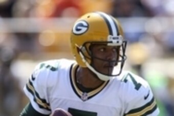 Aug 23, 2015; Pittsburgh, PA, USA; Green Bay Packers quarterback Brett Hundley (7) looks to pass against the Pittsburgh Steelers during the third quarter at Heinz Field. The Steelers won 24-19. Mandatory Credit: Charles LeClaire-USA TODAY Sports
