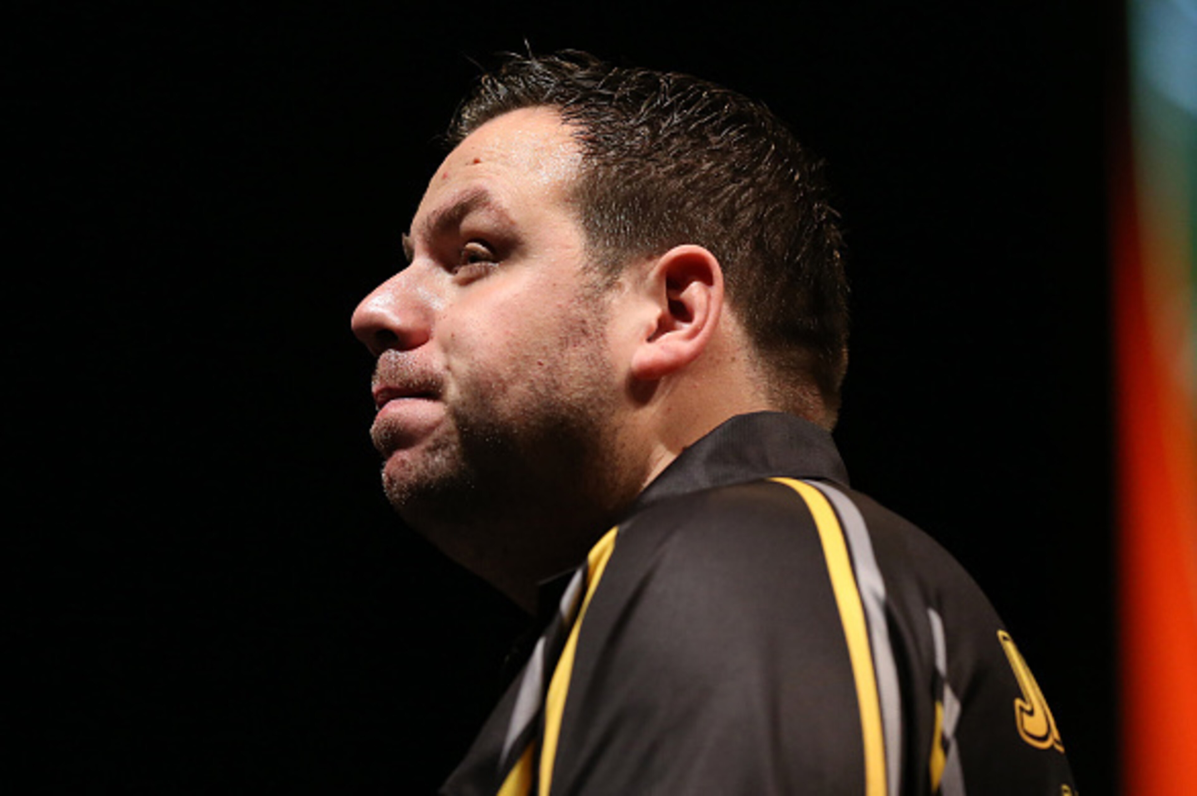 INVERCARGILL, NEW ZEALAND - JANUARY 12:  Adrian Lewis of England at the Darts King Australasia tournament on January 12, 2015 at ILT Stadium Southland in Invercargill, New Zealand. (Photo by Dianne Manson/Getty Images)