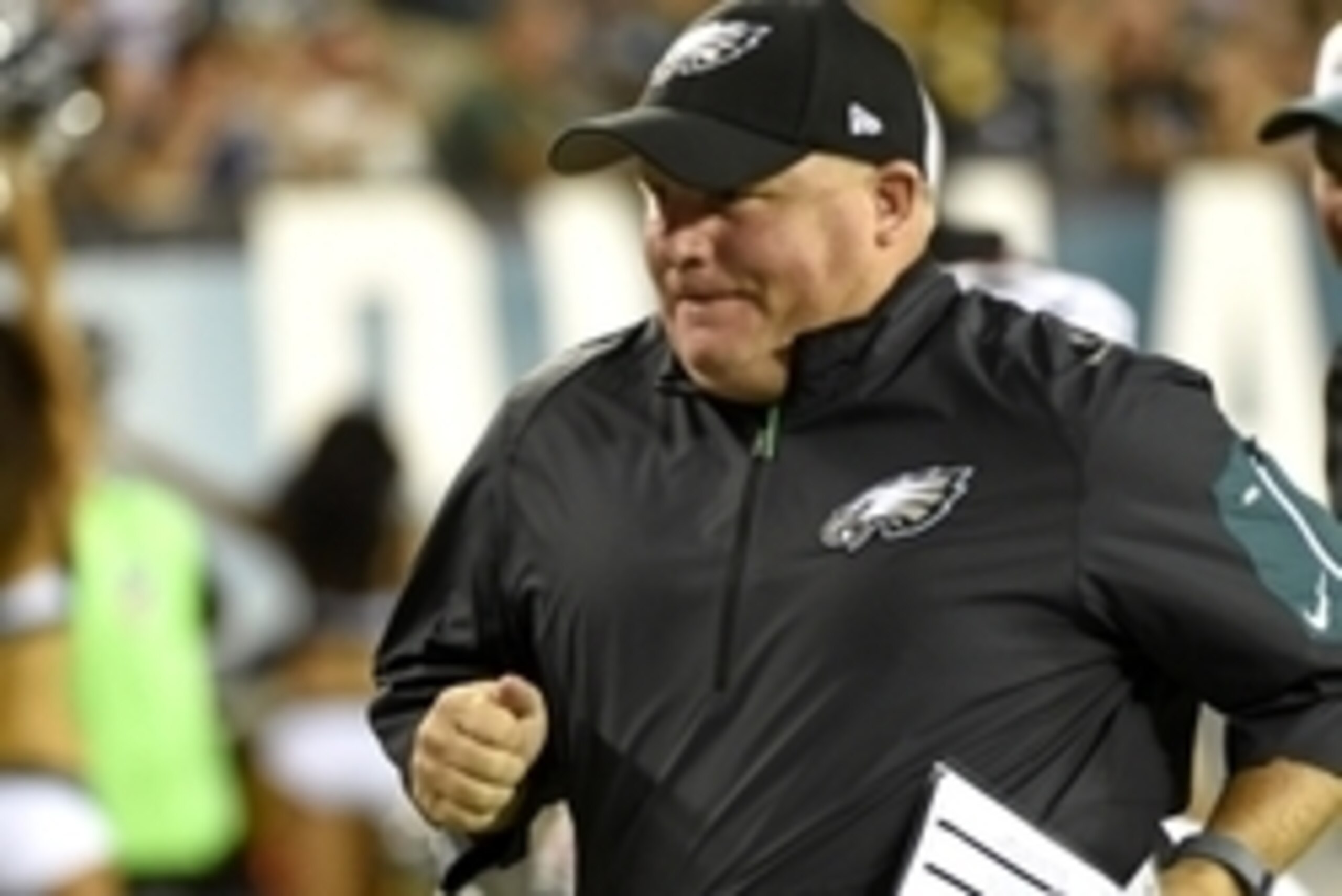 Aug 22, 2015; Philadelphia, PA, USA; Philadelphia Eagles head coach Chip Kelly runs off the field at halftime against the Baltimore Ravens at Lincoln Financial Field. Mandatory Credit: Eric Hartline-USA TODAY Sports