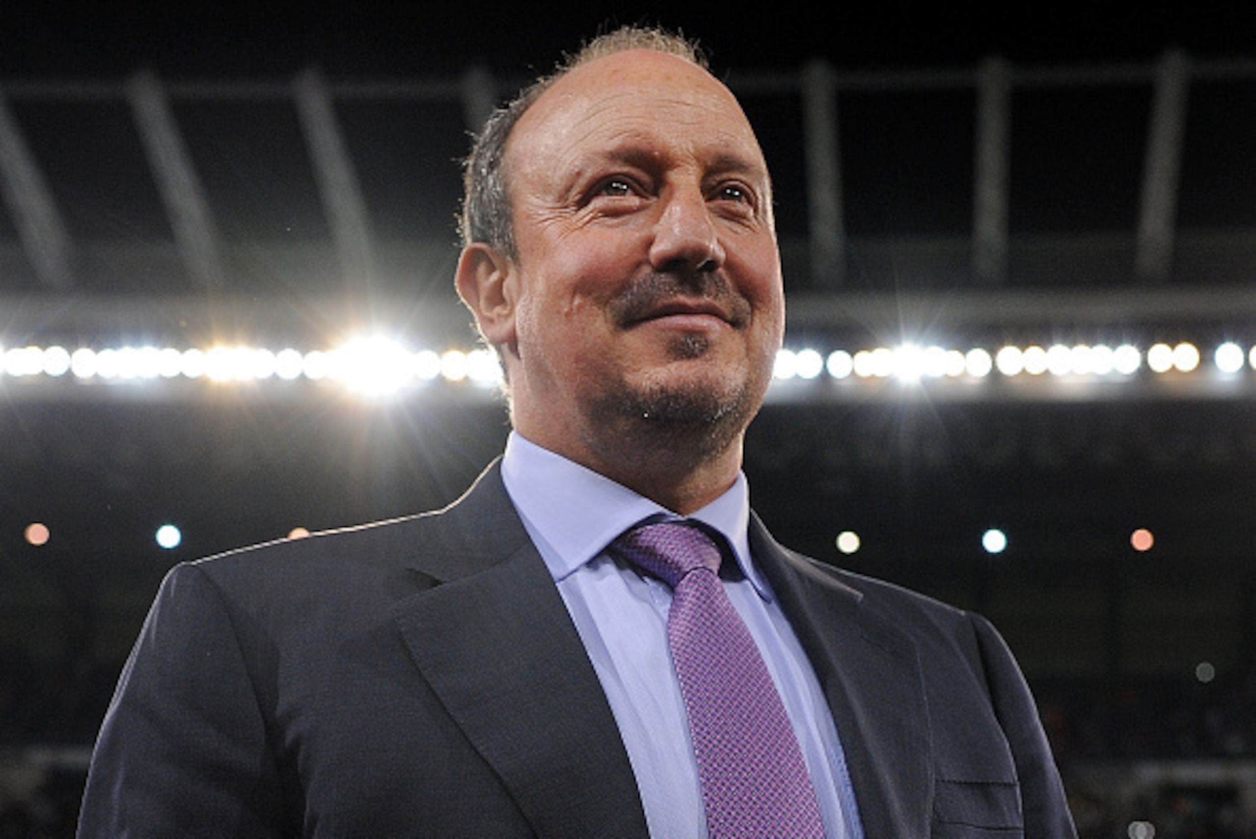 MADRID, SPAIN - AUGUST 18:  Head coach Rafa Benitez looks on after Real beat Galatasaray 2-1 in the Santiago Bernabeu Trophy match at Estadio Santiago Bernabeu on August 18, 2015 in Madrid, Spain.  (Photo by Denis Doyle/Getty Images,)