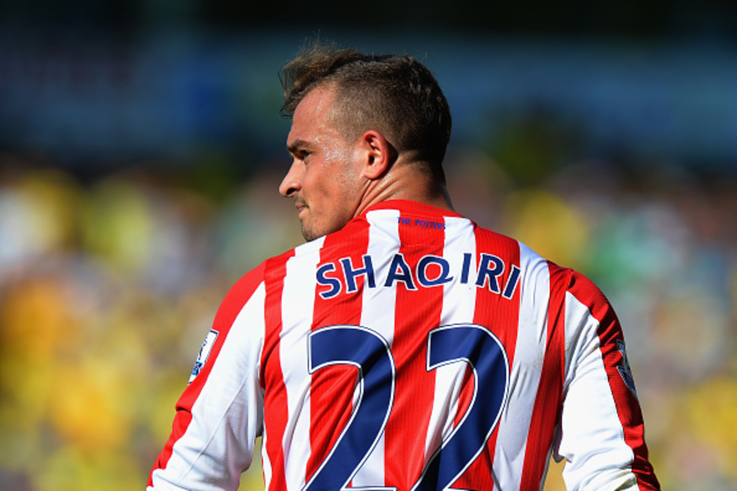 NORWICH, ENGLAND - AUGUST 22:  Xherdan Shaqiri of Stoke City during the Barclays Premier League match between Norwich City and Stoke City at Carrow Road on August 22, 2015 in Norwich, United Kingdom.  (Photo by Tony Marshall/Getty Images)