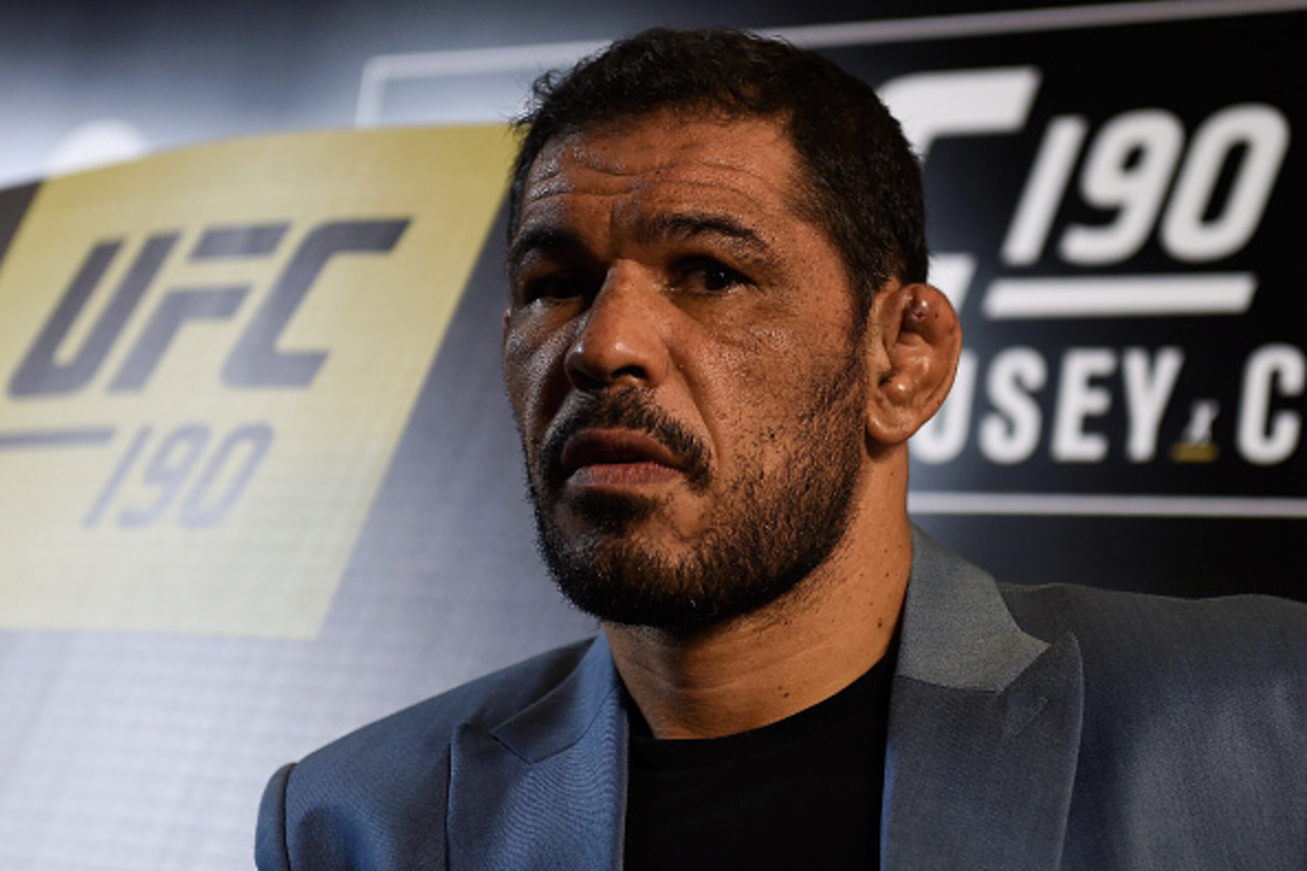 RIO DE JANEIRO, BRAZIL - JULY 30: Light heavyweight fighter Antonio Rodrigo 'Minotauro' Nogueira of Brazil pose for a photo during Ultimate Media Day at Sheraton Hotel on July 30, 2015 in Rio de Janeiro, Brazil. (Photo by Buda Mendes/Zuffa LLC/Zuffa LLC v