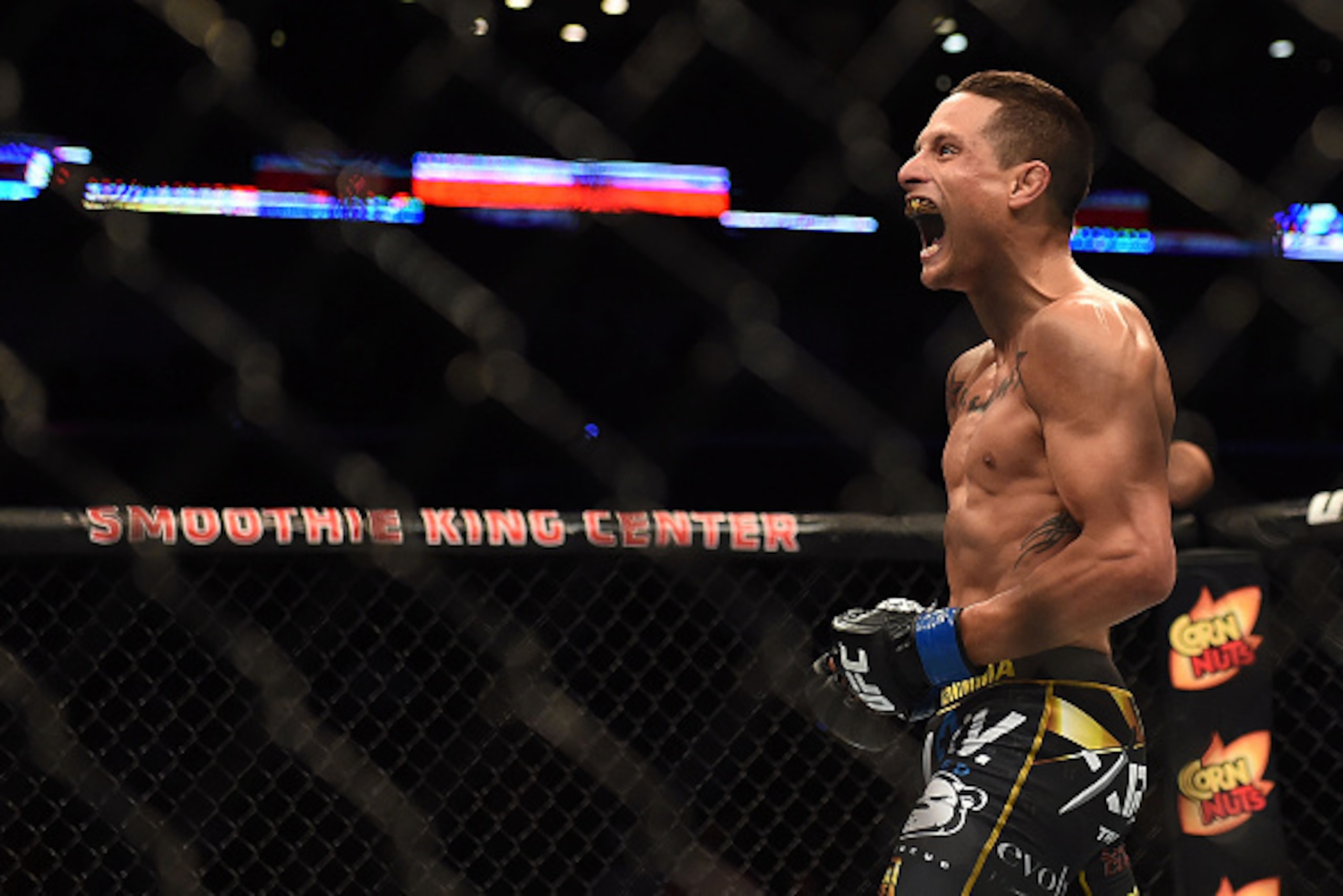 NEW ORLEANS, LA - JUNE 06: Anthony Birchak reacts to his victory over Joe Soto in their bantamweight bout during the UFC Fight Night event at Smoothie King Center on June 6, 2015 in New Orleans, Louisiana. (Photo by Stacy Revere/ Zuffa LLC/Zuffa LLC via NEW ORLEANS, LA - JUNE 06: Anthony Birchak reacts to his victory over Joe Soto in their bantamweight bout during the UFC Fight Night event at Smoothie King Center on June 6, 2015 in New Orleans, Louisiana. (Photo by Stacy Revere/ Zuffa LLC/Zuffa LLC via