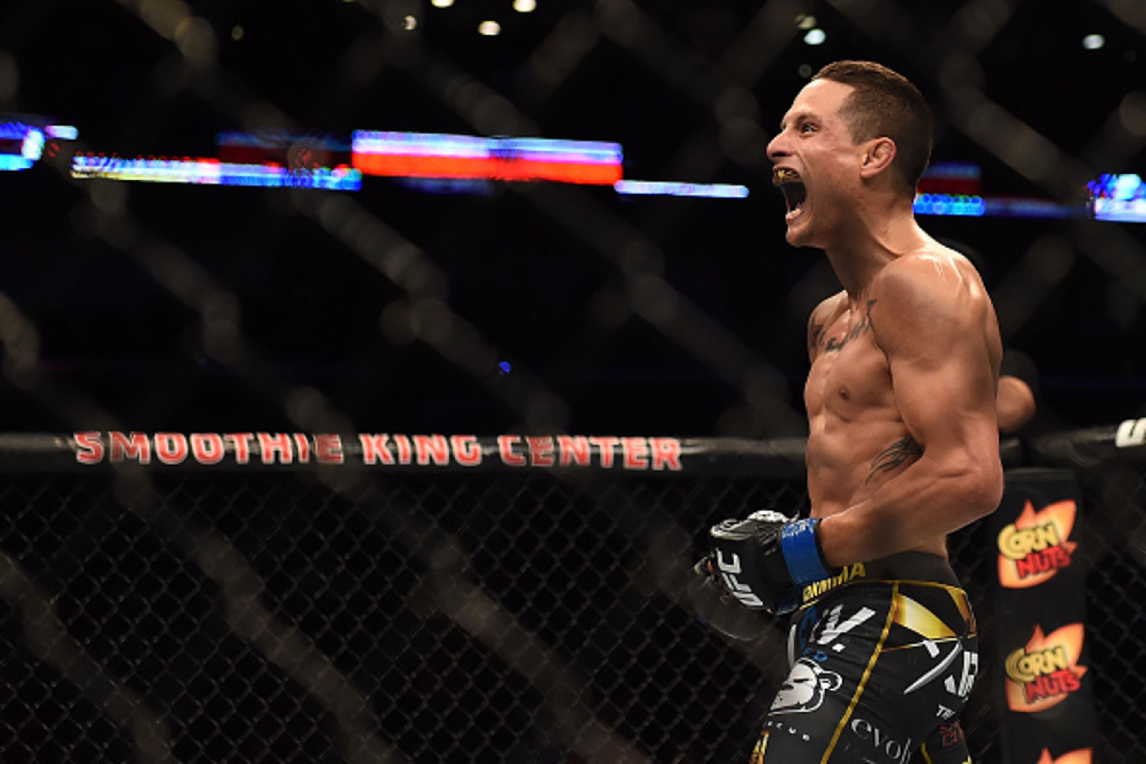 NEW ORLEANS, LA - JUNE 06:  Anthony Birchak reacts to his victory over Joe Soto in their bantamweight bout during the UFC Fight Night event at Smoothie King Center on June 6, 2015 in New Orleans, Louisiana.  (Photo by Stacy Revere/ Zuffa LLC/Zuffa LLC via