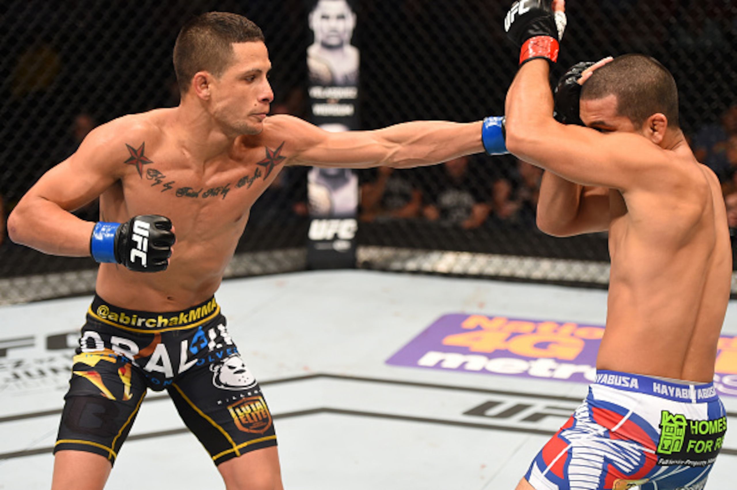 NEW ORLEANS, LA - JUNE 06: (L-R) Anthony Birchak punches Joe Soto in their bantamweight bout during the UFC event at the Smoothie King Center on June 6, 2015 in New Orleans, Louisiana. (Photo by Josh Hedges/Zuffa LLC/Zuffa LLC via Getty Images) NEW ORLEANS, LA - JUNE 06: (L-R) Anthony Birchak punches Joe Soto in their bantamweight bout during the UFC event at the Smoothie King Center on June 6, 2015 in New Orleans, Louisiana. (Photo by Josh Hedges/Zuffa LLC/Zuffa LLC via Getty Images)