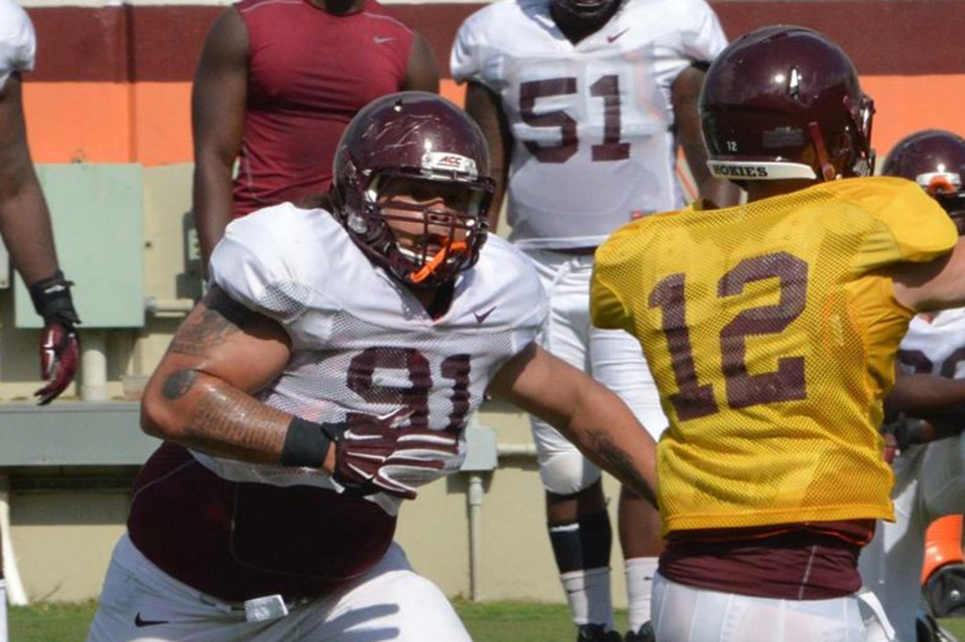 Steve Sobczak puts pressure on Michael Brewer in practice