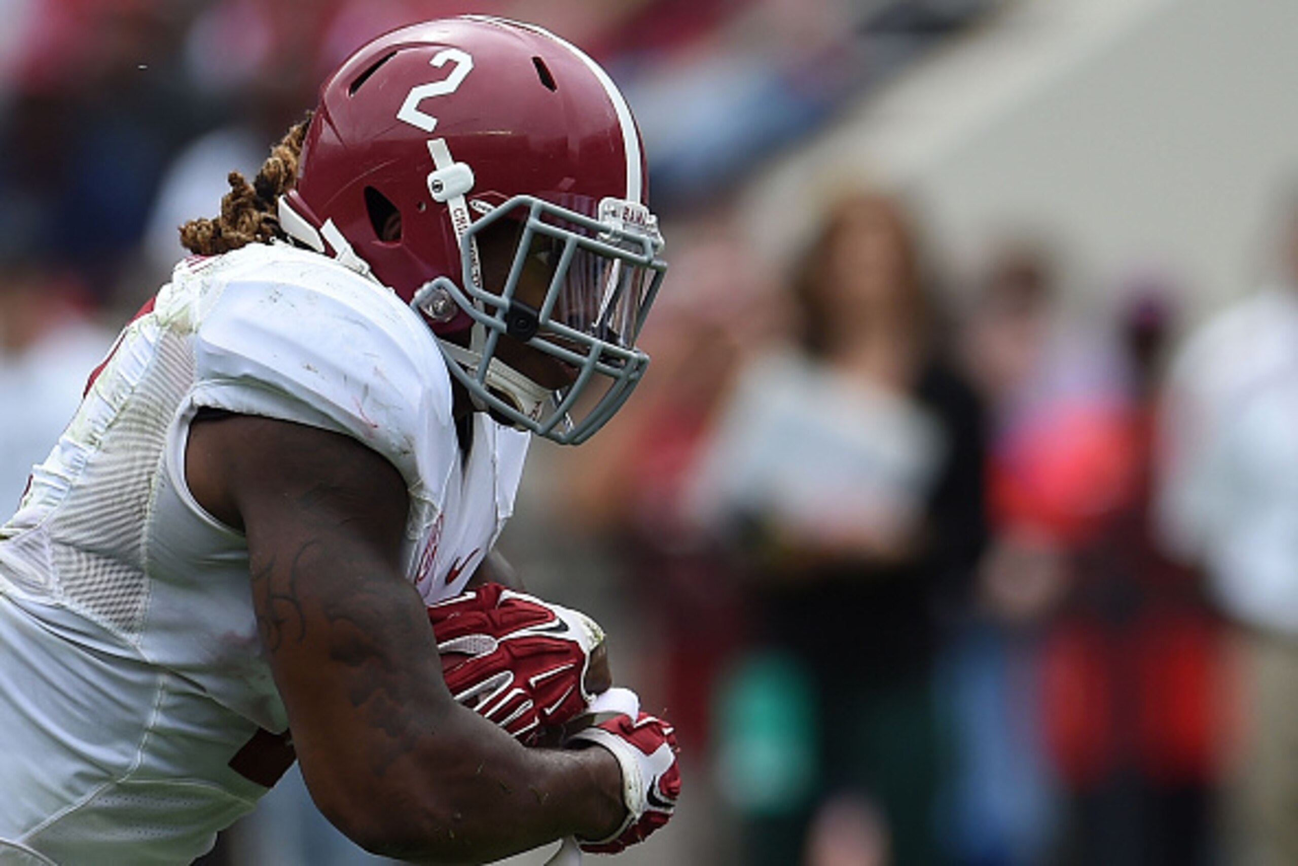 TUSCALOOSA, AL - APRIL 18:  Derrick Henry #2 of the White team runs for yards during the University of Alabama Crimson Tide A-day spring game at Bryant-Denny Stadium on April 18, 2015 in Tuscaloosa, Alabama.  (Photo by Stacy Revere/Getty Images)