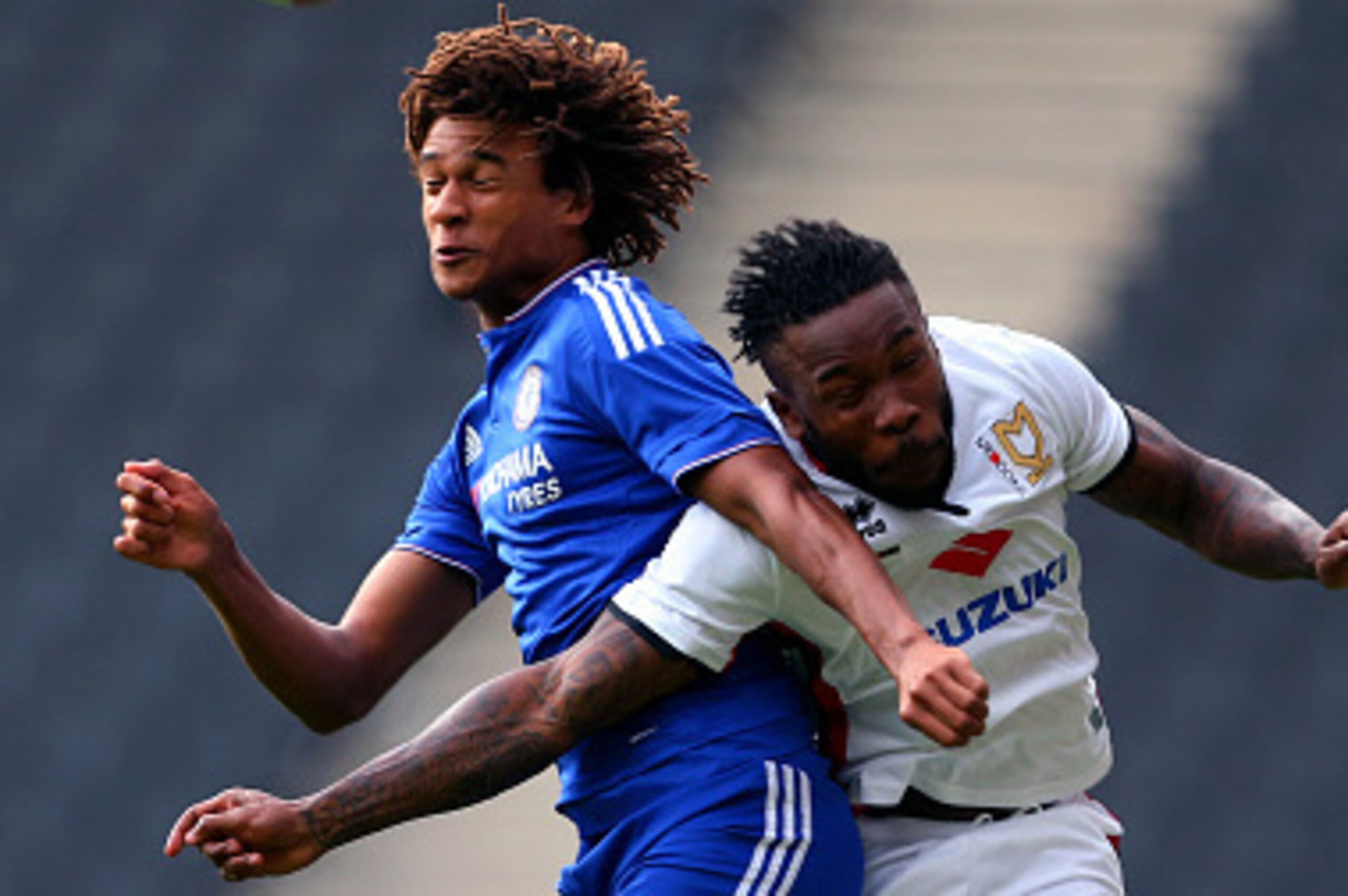MILTON KEYNES, ENGLAND - AUGUST 03:  Nathan Ake of Chelsea in action during the pre-season friendly between MK Dons and a Chelsea XI at Stadium mk on August 3, 2015 in Milton Keynes, England.  (Photo by Catherine Ivill - AMA/Getty Images)