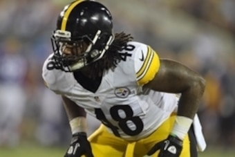 Aug 9, 2015; Canton, OH, USA; Pittsburgh Steelers linebacker Bud Dupree (48) looks on against the Minnesota Vikings in the 2015 Hall of Fame game at Tom Benson Hall of Fame Stadium. Mandatory Credit: Kirby Lee-USA TODAY Sports