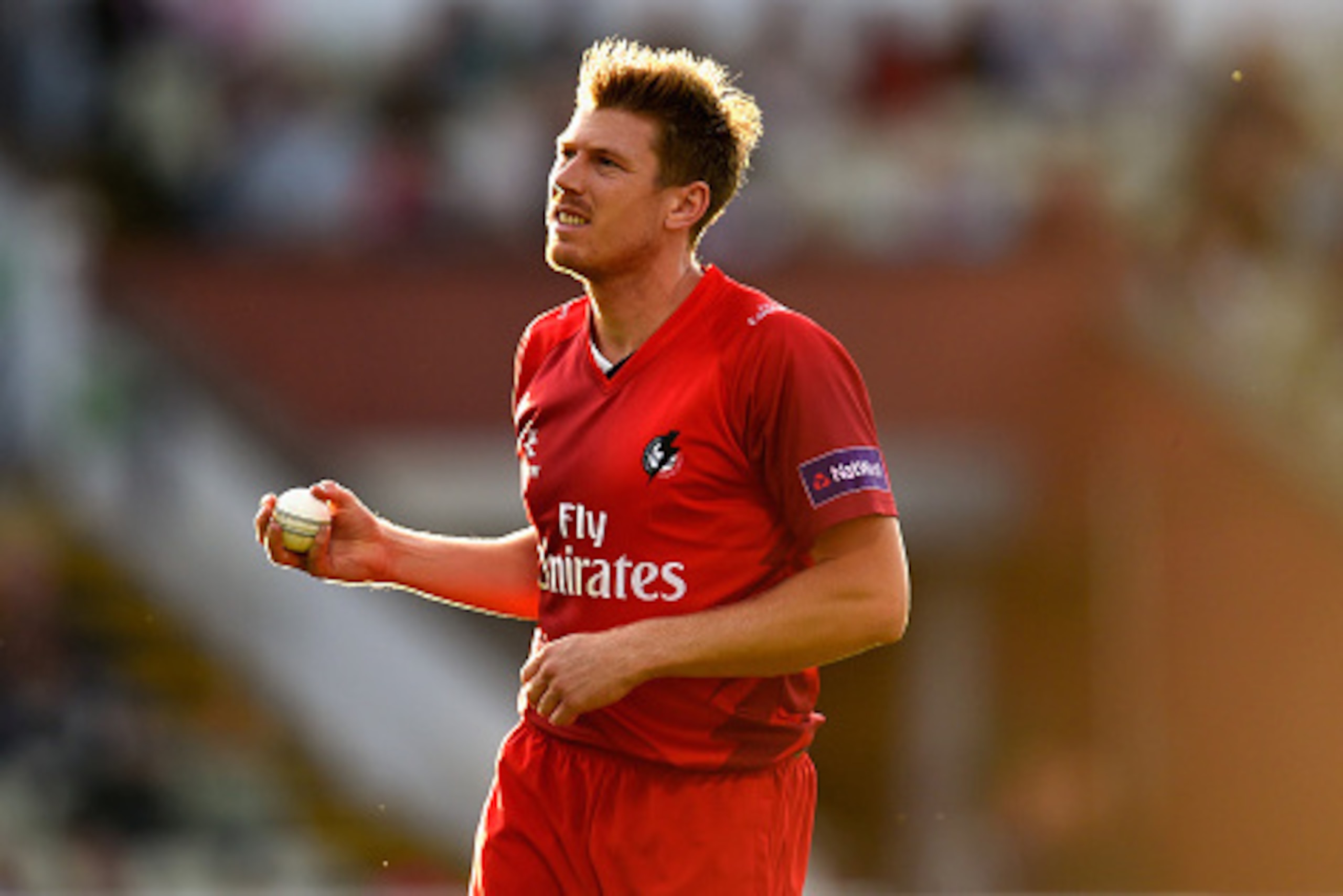 BIRMINGHAM, ENGLAND - JULY 17: Lancashire bowler James Faulkner looks on during the NatWest T20 blast match between Birmingham Bears and Lancashire Lightning at Edgbaston on July 17, 2015 in Birmingham, England.  (Photo by Stu Forster/Getty Images)