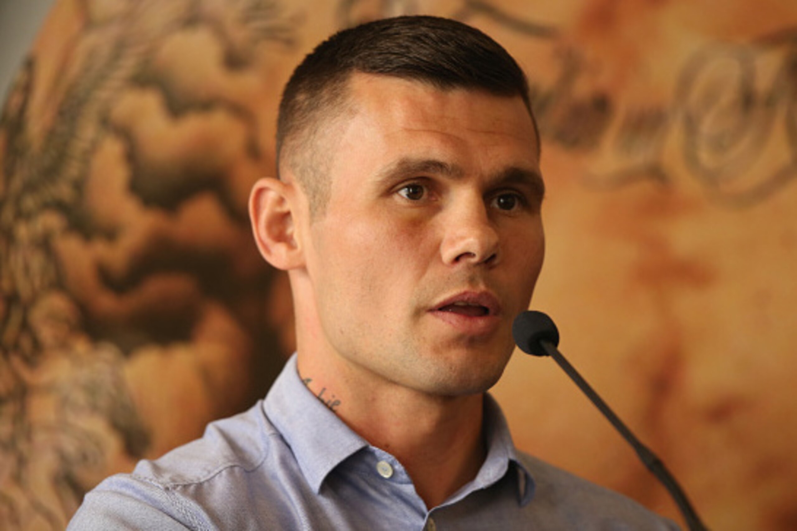 LONDON, ENGLAND - JUNE 10:  Martin Murray of England addresses the media during a press conference at Glaziers Hall on June 10, 2015 in London, England.  (Photo by Andrew Redington/Getty Images)
