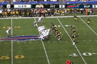 Pittsburgh Steelers' first defensive play against the Buffalo Bills