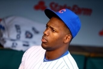 Jul 8, 2015; Chicago, IL, USA; Chicago Cubs outfielder Jorge Soler against the St. Louis Cardinals at Wrigley Field. Mandatory Credit: Mark J. Rebilas-USA TODAY Sports