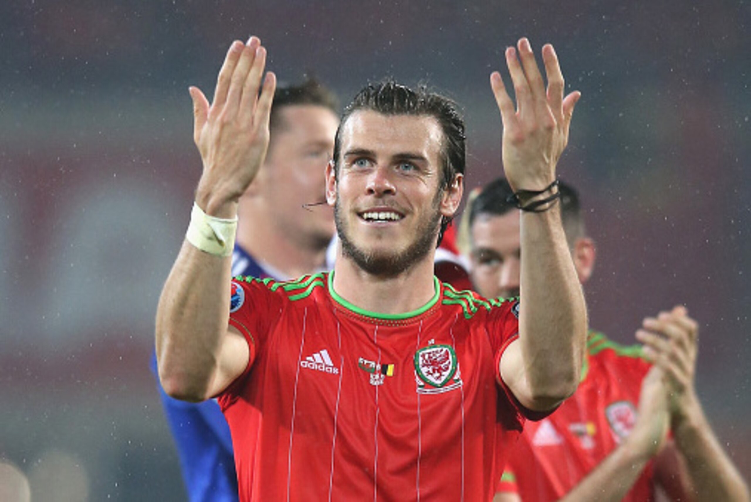 CARDIFF, WALES - JUNE 12:  Gareth Bale, who scored the winning for Wales celebrates after his teams victory during the UEFA EURO 2016 qualifying match between Wales and Belgium at the Cardiff City Stadium on June 12, 2015 in Cardiff, United Kingdom.  (Pho