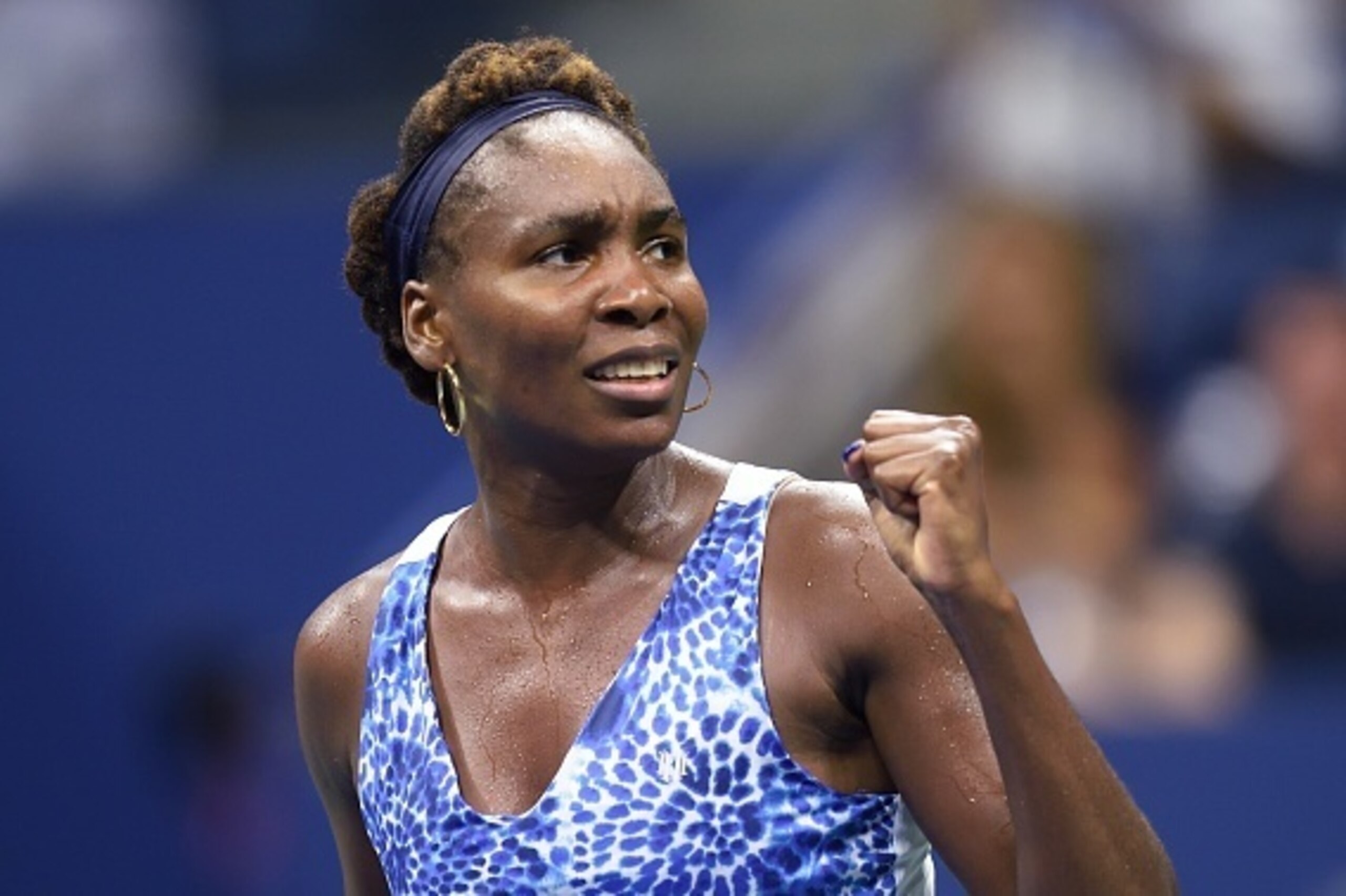 Venus Williams of the US celebrates during her victory over Irina Falconi  of the US during their US Open 2015 second round women's singles match at the USTA Billie Jean King National Center September 2, 2015  in New York. AFP PHOTO/DON EMMERT        (Pho