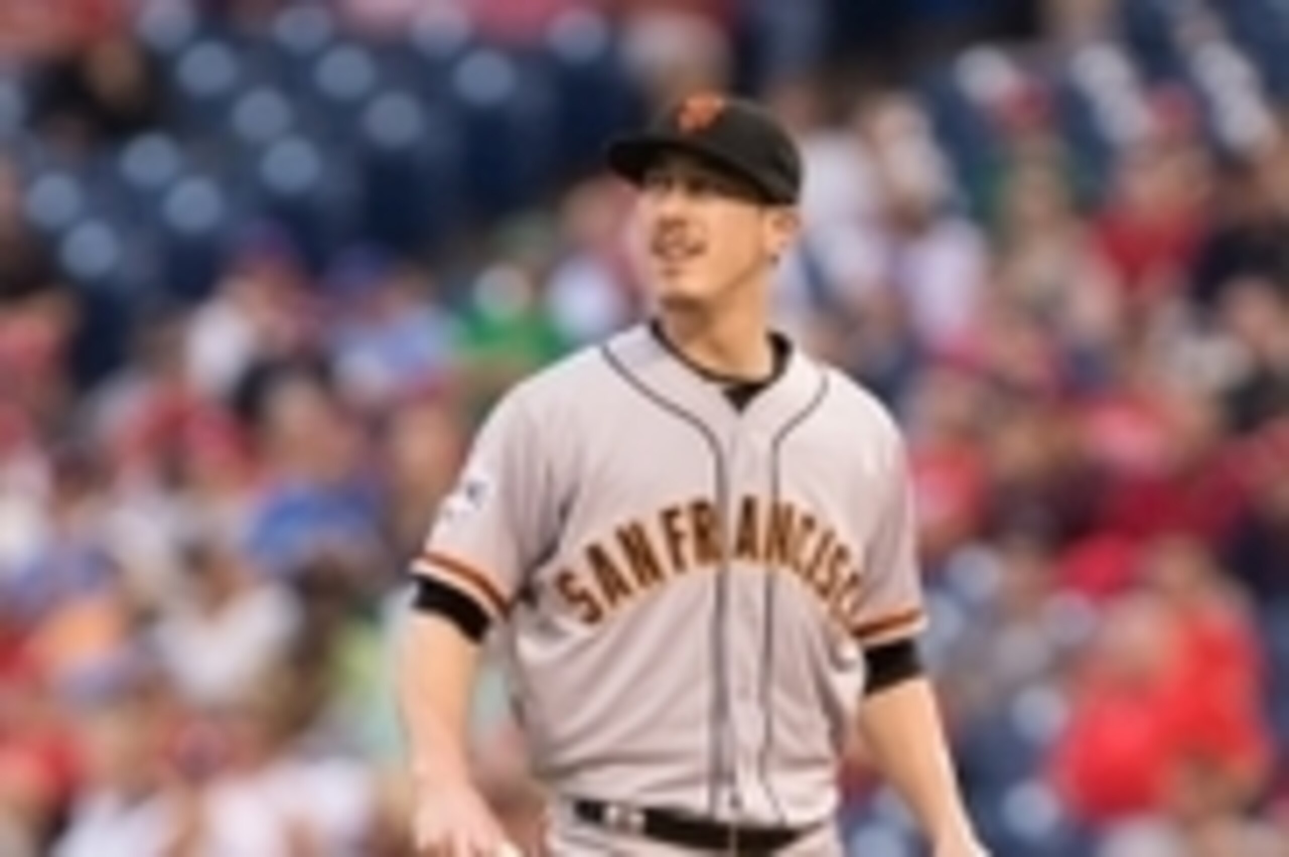 Jun 5, 2015; Philadelphia, PA, USA; San Francisco Giants starting pitcher Tim Lincecum (55) in a game against the Philadelphia Phillies at Citizens Bank Park. The San Francisco Giants won 5-4. Mandatory Credit: Bill Streicher-USA TODAY Sports