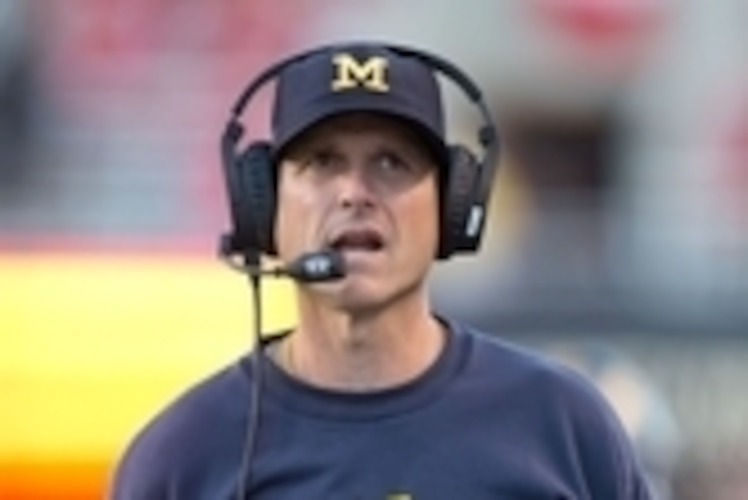 Sep 3, 2015; Salt Lake City, UT, USA; Michigan Wolverines head coach Jim Harbaugh during the first half against the Utah Utes at Rice-Eccles Stadium. Mandatory Credit: Russ Isabella-USA TODAY Sports