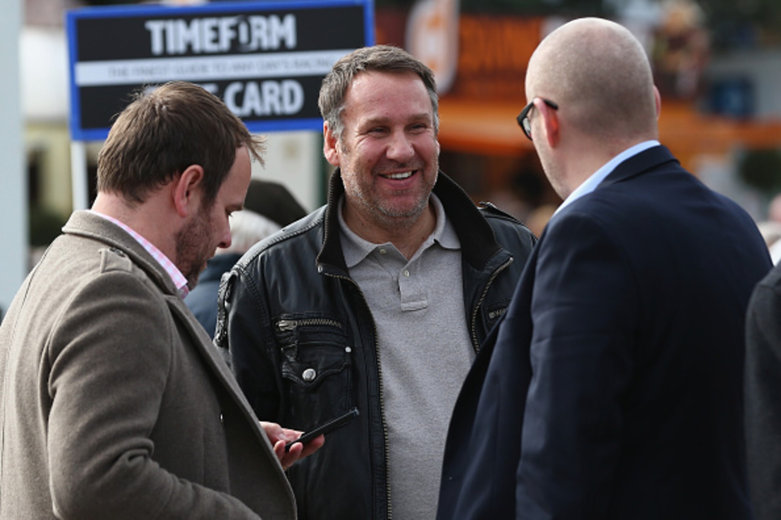 CHELTENHAM, ENGLAND - MARCH 11: Ex footballer Paul Merson enjoying  day two of the Cheltenham Festival at Cheltenham Racecourse on March 11, 2015 in Cheltenham, England.  (Photo by Michael Steele/Getty Images)