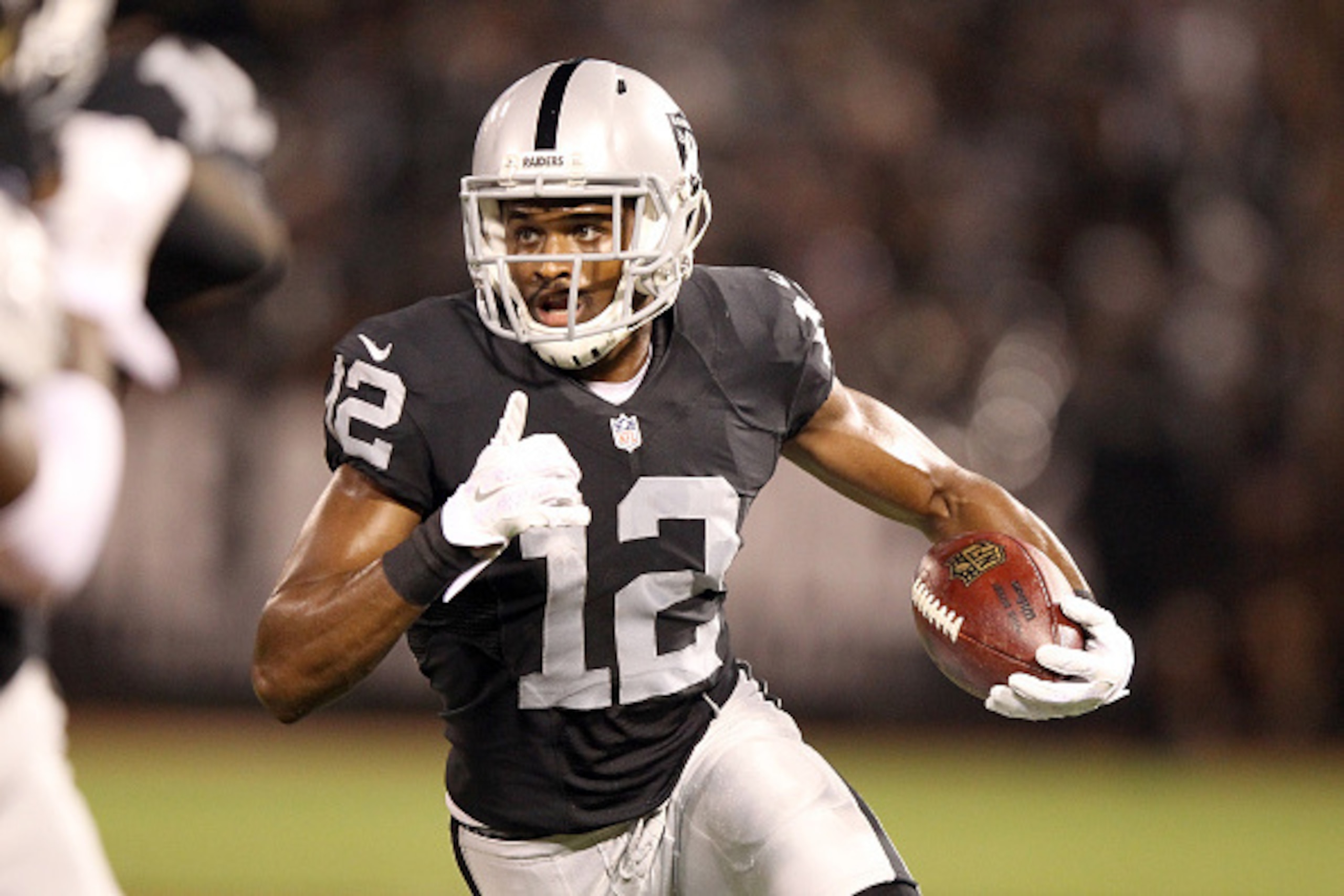 OAKLAND, CA - AUGUST 14:  Brice Butler #12 of the Oakland Raiders in action against the St. Louis Rams at O.co Coliseum on August 14, 2015 in Oakland, California.  (Photo by Ezra Shaw/Getty Images)