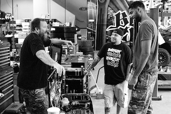 L to R: Smith, Pena and Duncan hanging inside the shop.