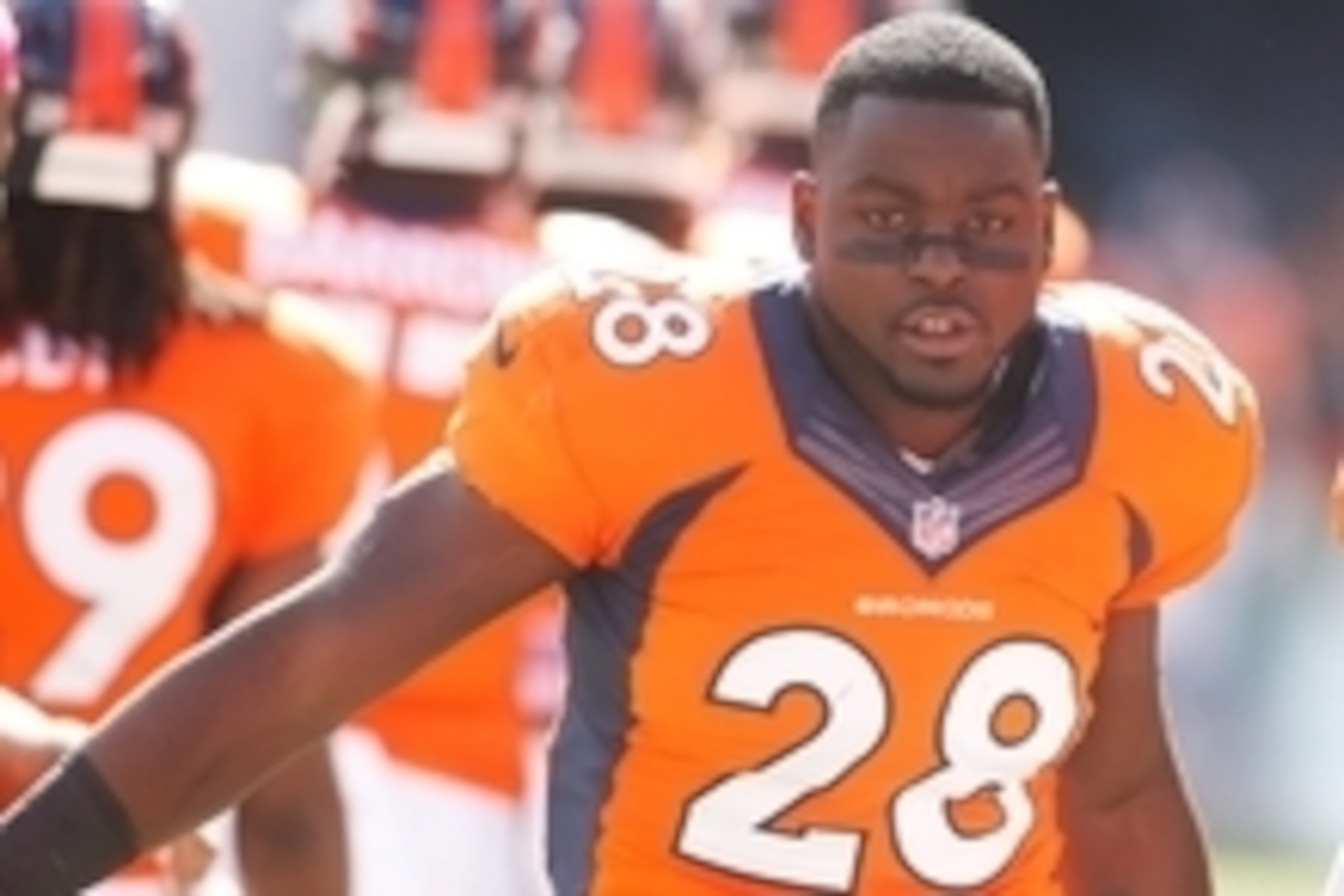 Oct 5, 2014; Denver, CO, USA; Denver Broncos running back Montee Ball (28) before the game against the Arizona Cardinals at Sports Authority Field at Mile High. Mandatory Credit: Chris Humphreys-USA TODAY Sports