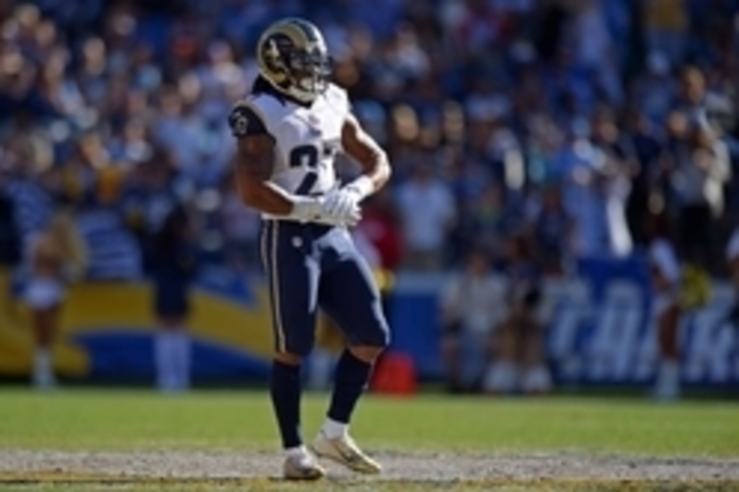 Nov 23, 2014; San Diego, CA, USA; St. Louis Rams running back Tre Mason (27) in the field against the San Diego Chargers during the first quarter at Qualcomm Stadium. Mandatory Credit: Jake Roth-USA TODAY Sports Nov 23, 2014; San Diego, CA, USA; St. Louis Rams running back Tre Mason (27) in the field against the San Diego Chargers during the first quarter at Qualcomm Stadium. Mandatory Credit: Jake Roth-USA TODAY Sports