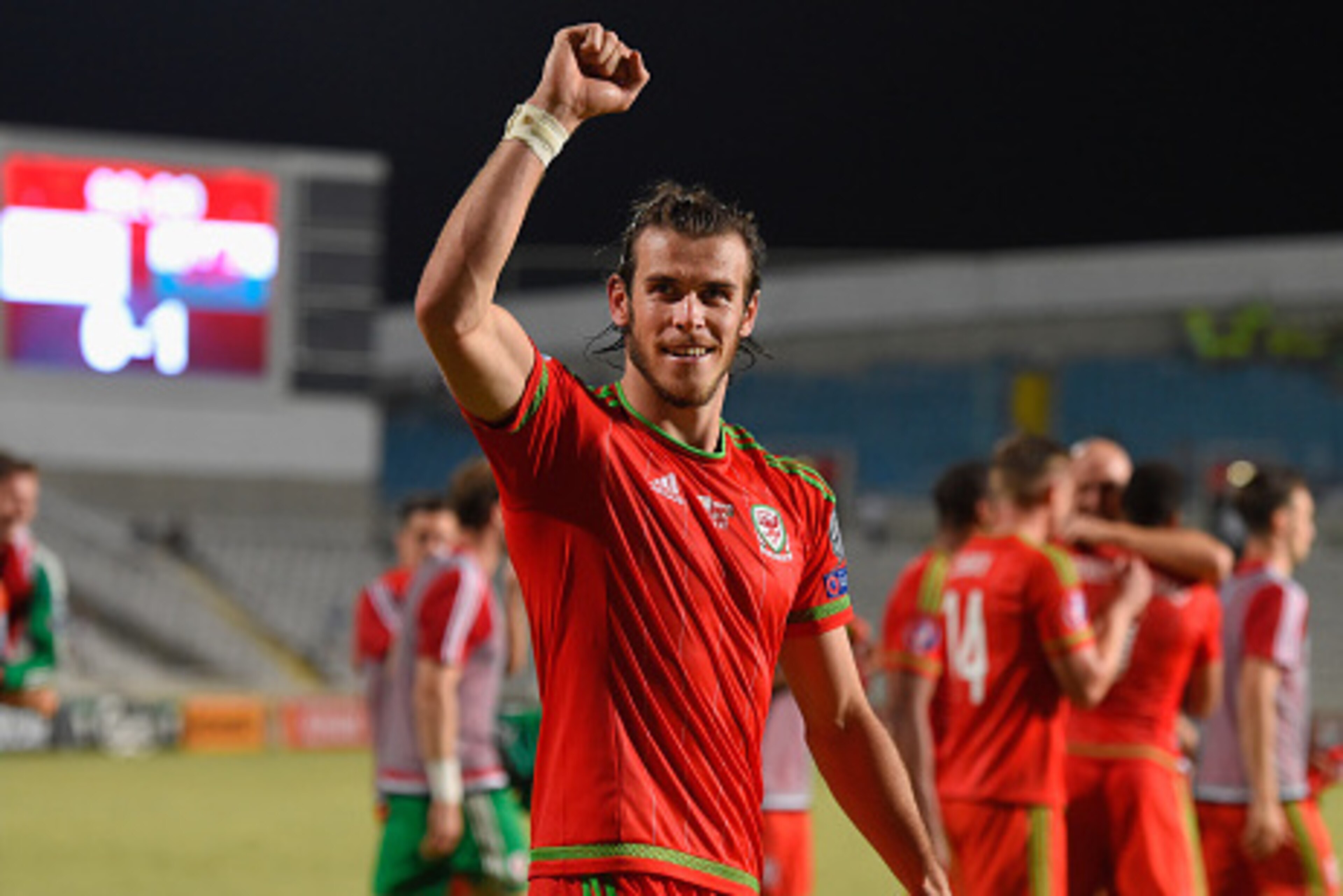 NICOSIA, CYPRUS - SEPTEMBER 03:  Wales striker Gareth Bale celebrates after  the UEFA EURO 2016 Qualifier between Cyprus and Wales at GPS Stadium on September 3, 2015 in Nicosia, Cyprus.  (Photo by Stu Forster/Getty Images)