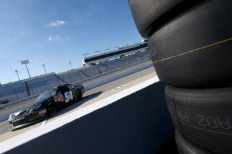RICHMOND, VA - SEPTEMBER 06:  Kyle Busch, driver of the #54 Monster Energy Toyota, drives through the pits during practice for the NASCAR Nationwide Series Virginia 529 College Savings 250 at Richmond International Raceway on September 6, 2013 in Richmond