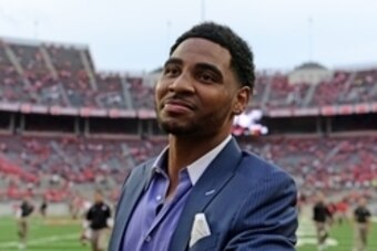 Sep 6, 2014; Columbus, OH, USA; Ohio State Buckeyes quarterback Braxton Miller (5) prior to the game against the Virginia Tech Hokies at Ohio Stadium. Mandatory Credit: Andrew Weber-USA TODAY Sports