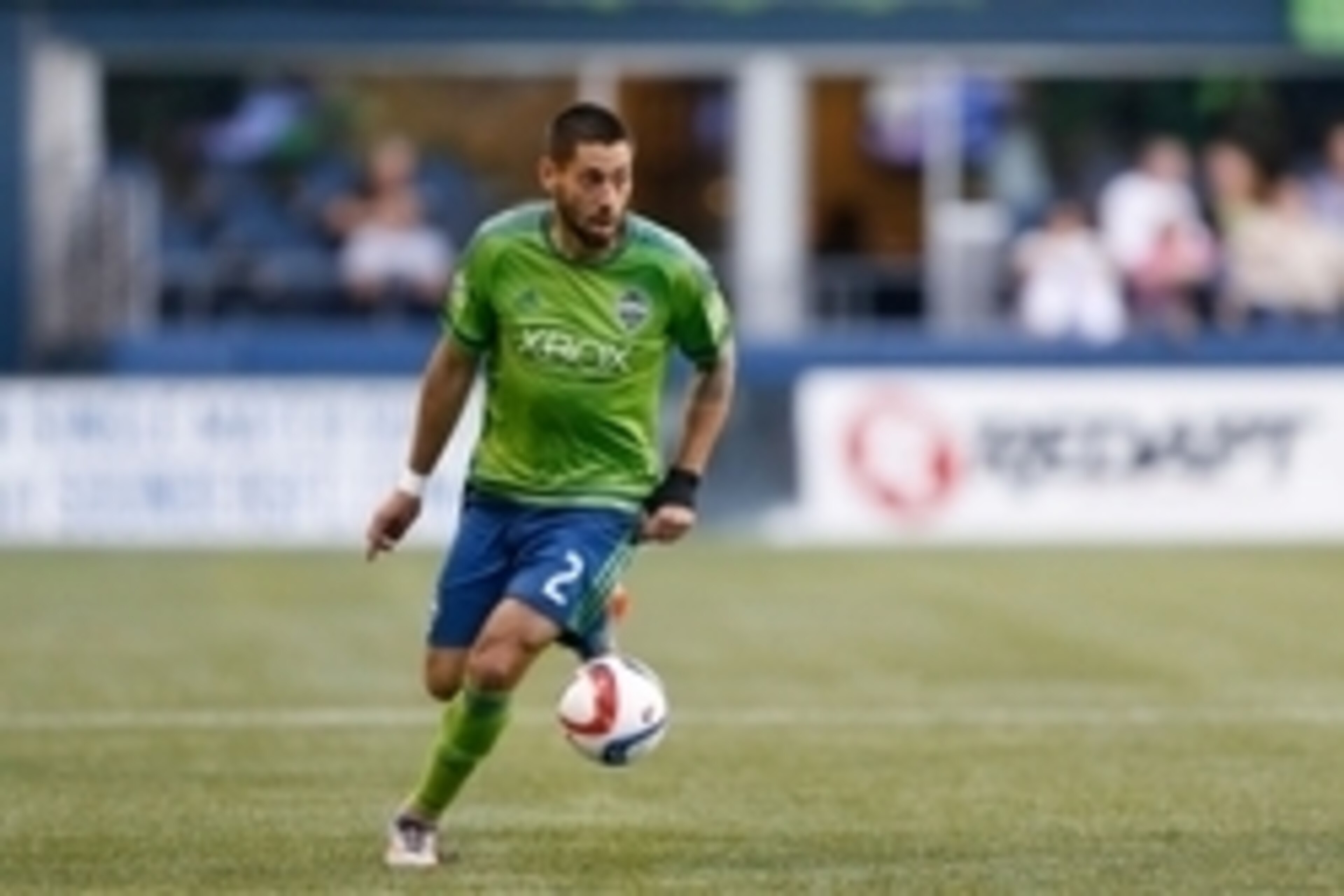 May 27, 2015; Seattle, WA, USA; Seattle Sounders FC forward Clint Dempsey (2) dribbles the ball against the Colorado Rapids during the second half at CenturyLink Field. The Sounders beat Colorado 1-0. Mandatory Credit: Jennifer Buchanan-USA TODAY Sports