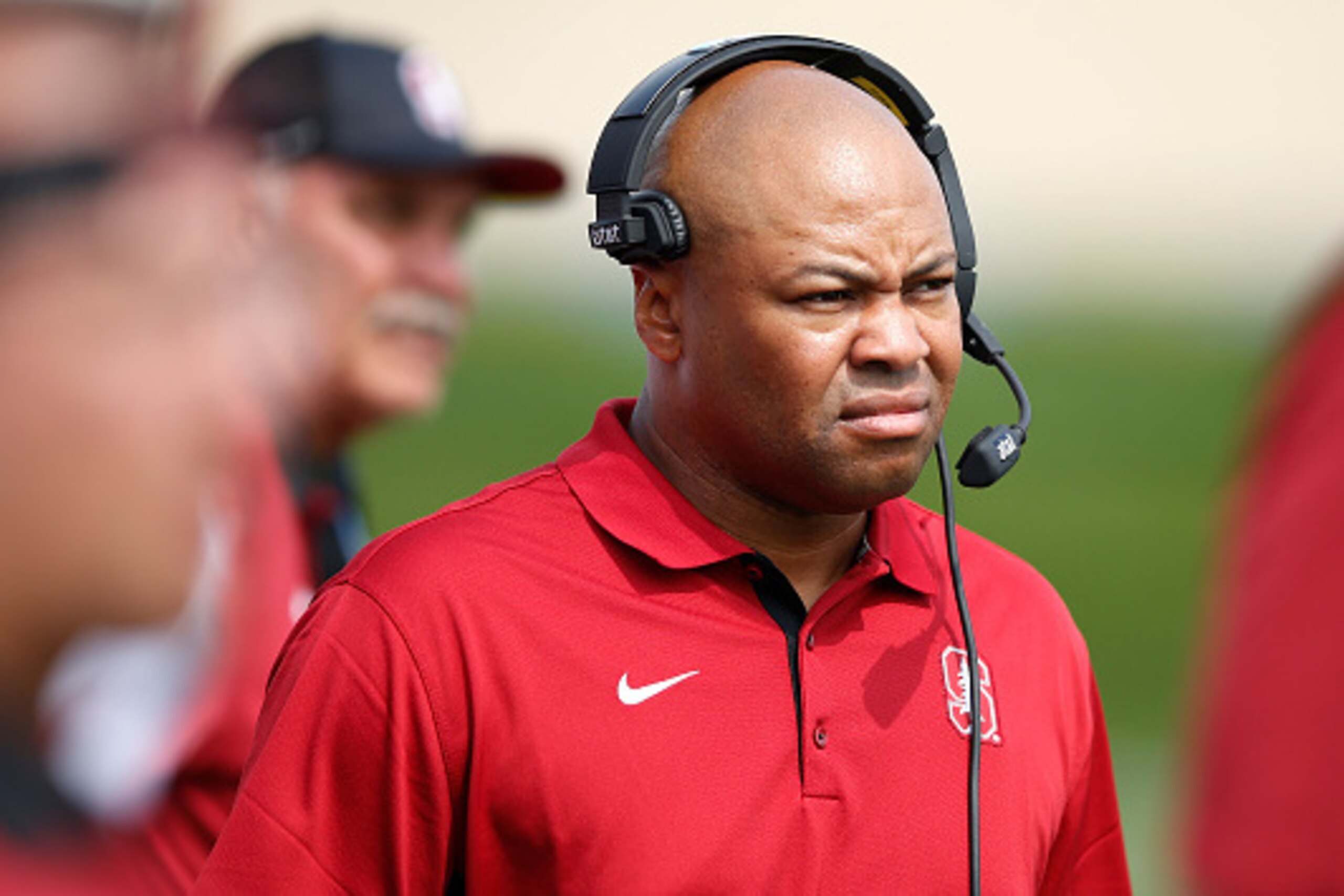 EVANSTON, IL - SEPTEMBER 5: Head coach David Shaw of the Stanford Cardinal looks on against the Northwestern Wildcats in the first half at Ryan Field on September 5, 2015 in Evanston, Illinois. (Photo by Joe Robbins/Getty Images)