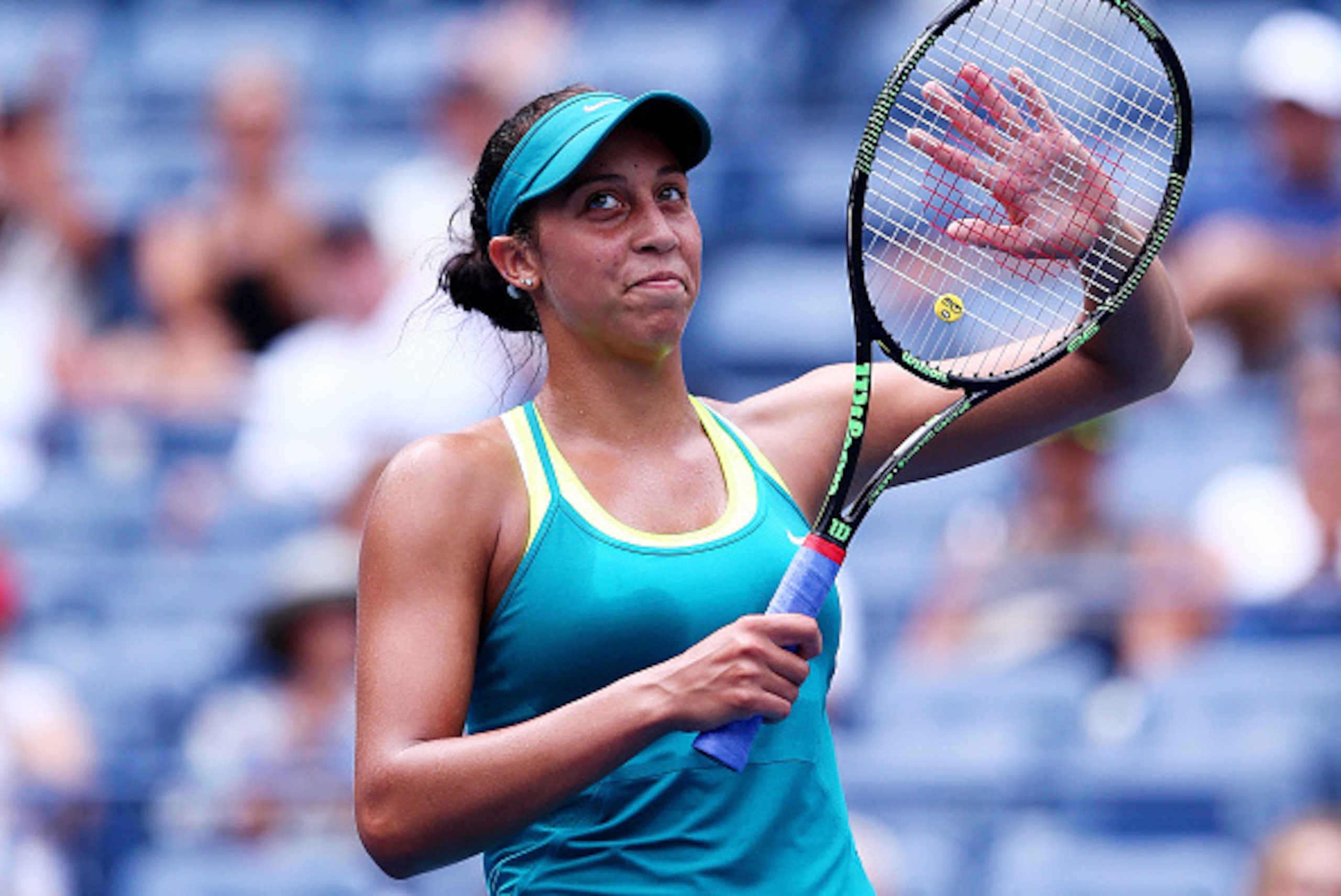 NEW YORK, NY - SEPTEMBER 02:  Madison Keys of the United States celebrates after defeating Tereza Smitkova of the Czech Republic during their Women's Singles Second Round match on Day Three of the 2015 US Open at the USTA Billie Jean King National Tennis 