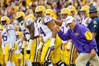 Sep 5, 2015; Baton Rouge, LA, USA; LSU Tigers head coach Les Miles before a game against the McNeese State Cowboys at Tiger Stadium. Mandatory Credit: Derick E. Hingle-USA TODAY Sports