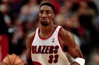 9 Dec 1999: Scottie Pippen #33 of the Portland TrailBlazers dribbles the ball during a game against the Minnesota Timberwolves at the Rose Garden in Portland, Oregon. The Blazers defeated the Timberwolves 90-86.  Mandatory Credit: Otto Greule Jr.  /Allspo