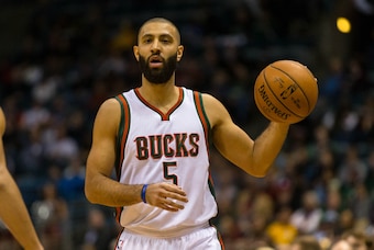 Dec 3, 2014; Milwaukee, WI, USA; Milwaukee Bucks guard Kendall Marshall (5) during the game against the Dallas Mavericks at BMO Harris Bradley Center.  Dallas won 107-105.  Mandatory Credit: Jeff Hanisch-USA TODAY Sports