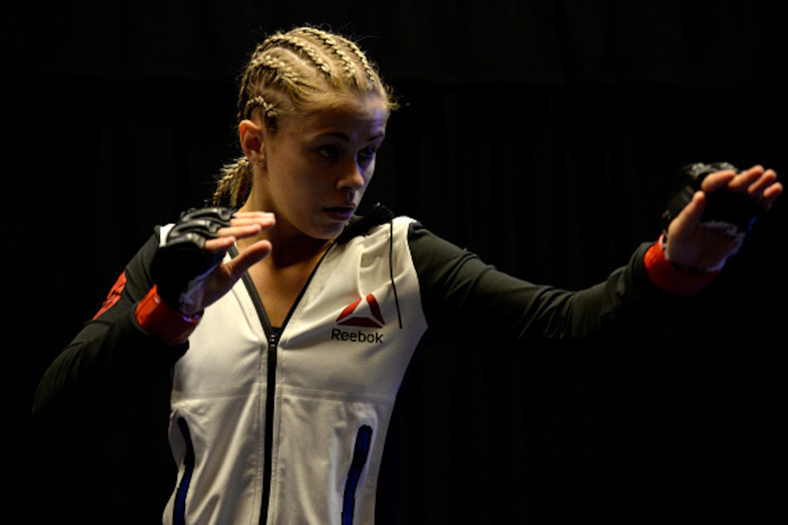 LAS VEGAS, NV - SEPTEMBER 05: Paige VanZant warms up backstage during the UFC 191 event inside MGM Grand Garden Arena on September 5, 2015 in Las Vegas, Nevada.  (Photo by Brandon Magnus/Zuffa LLC/Zuffa LLC via Getty Images)