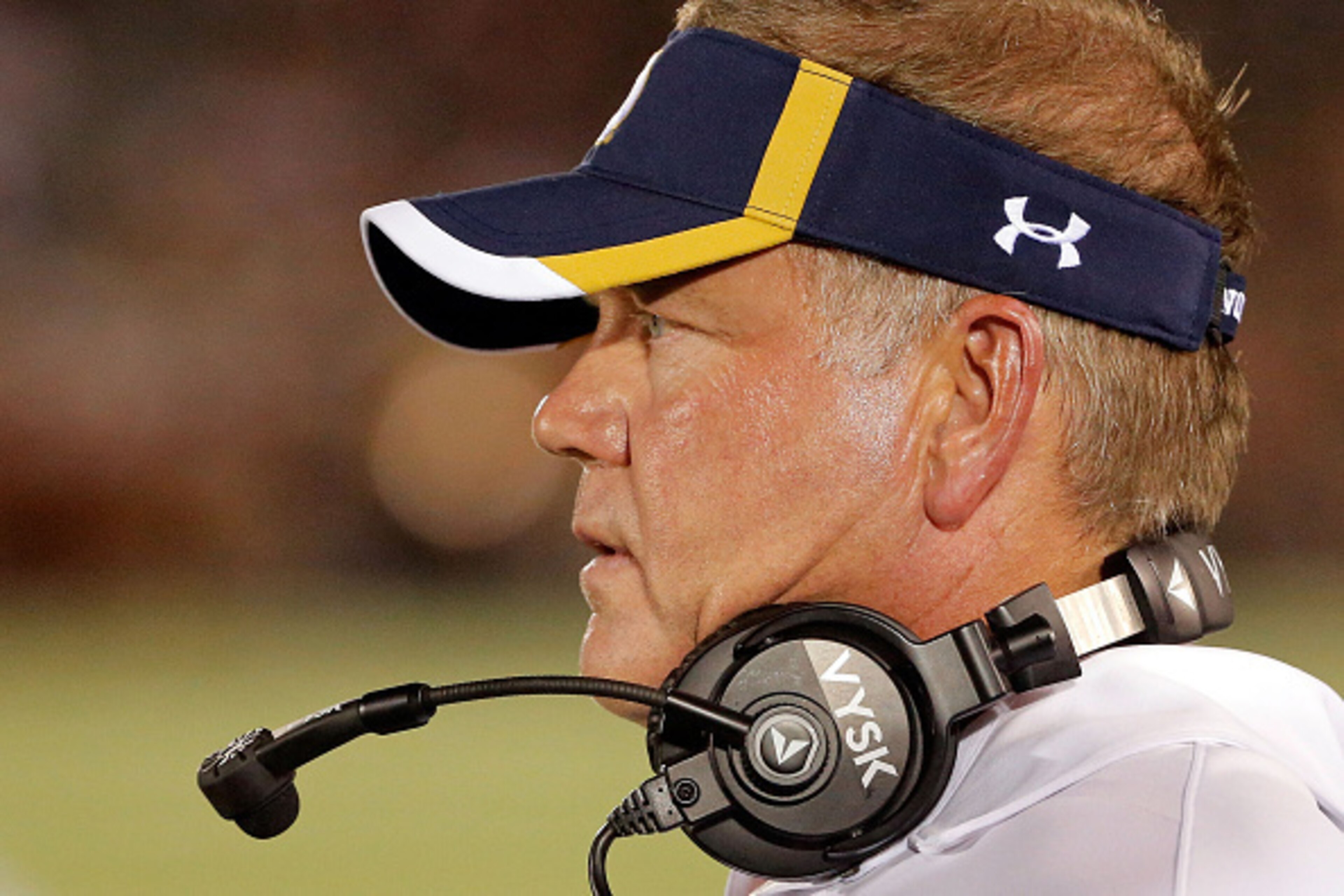 SOUTH BEND, IN - SEPTEMBER 05: Head coach Brian Kelly of the Notre Dame Fighting Irish on the sidelines during the fourth quarter during the game against the Texas Longhorns at Notre Dame Stadium on September 5, 2015 in South Bend, Indiana. (Photo by Jo SOUTH BEND, IN - SEPTEMBER 05: Head coach Brian Kelly of the Notre Dame Fighting Irish on the sidelines during the fourth quarter during the game against the Texas Longhorns at Notre Dame Stadium on September 5, 2015 in South Bend, Indiana. (Photo by Jo