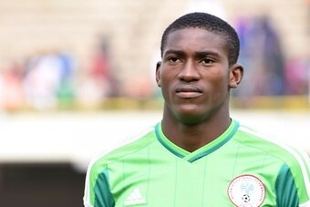 Nigeria's AWoniyi Taiwo Michael poses after their African U20 Championships semi-final football match against Ghana on March 18, 2015 in Dakar. Nigeria won 2-0.  AFP PHOTO / SEYLLOU        (Photo credit should read SEYLLOU/AFP/Getty Images)