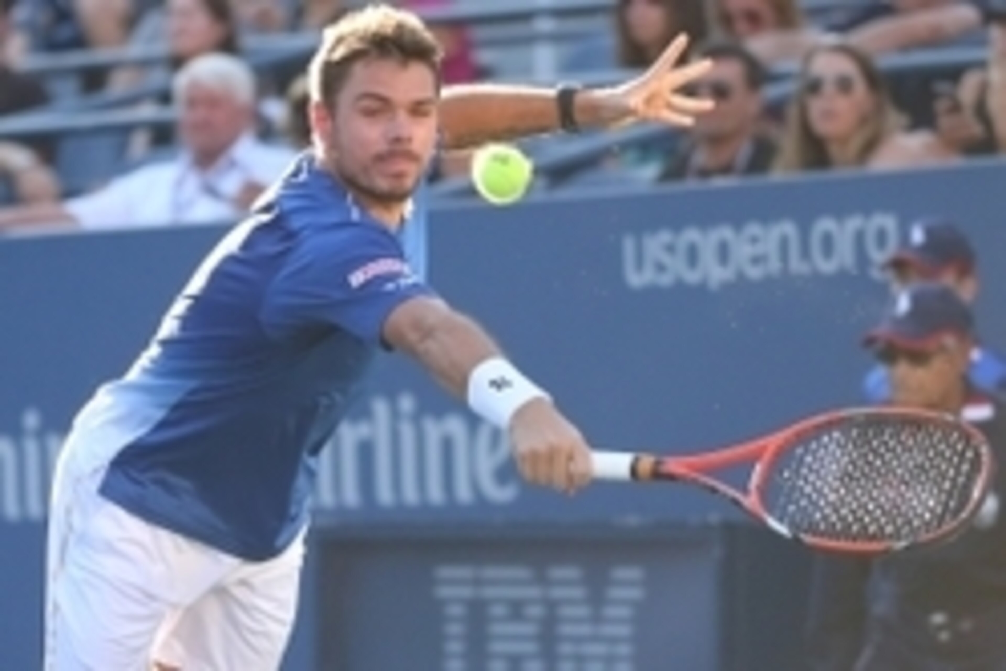 Sep 5, 2015; New York, NY, USA; Stan Wawrinka of Switzerland returns a shot to Ruben Bemelmans of Belgium (not pictured) on day six of the 2015 U.S. Open tennis tournament at USTA Billie Jean King National Tennis Center. Mandatory Credit: Anthony Gruppuso